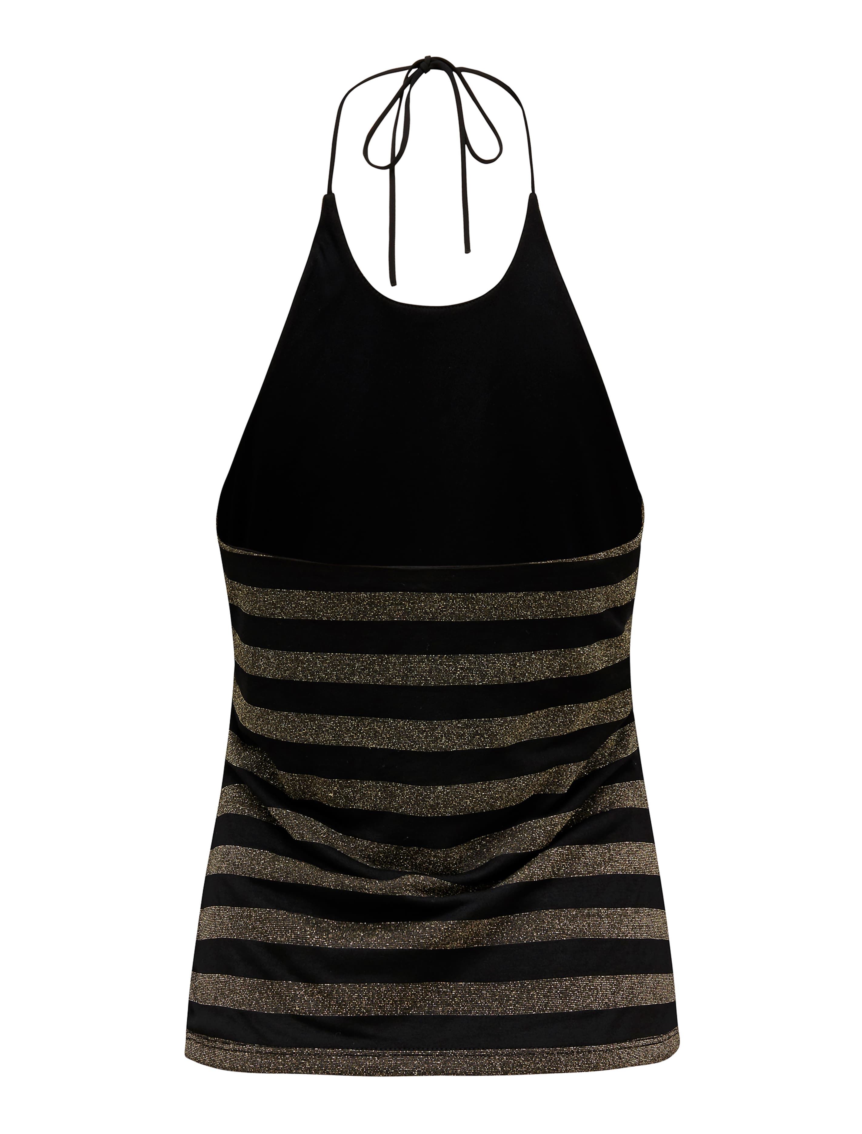 Jessa lurex stripe halter top Black & Gold_mannequin