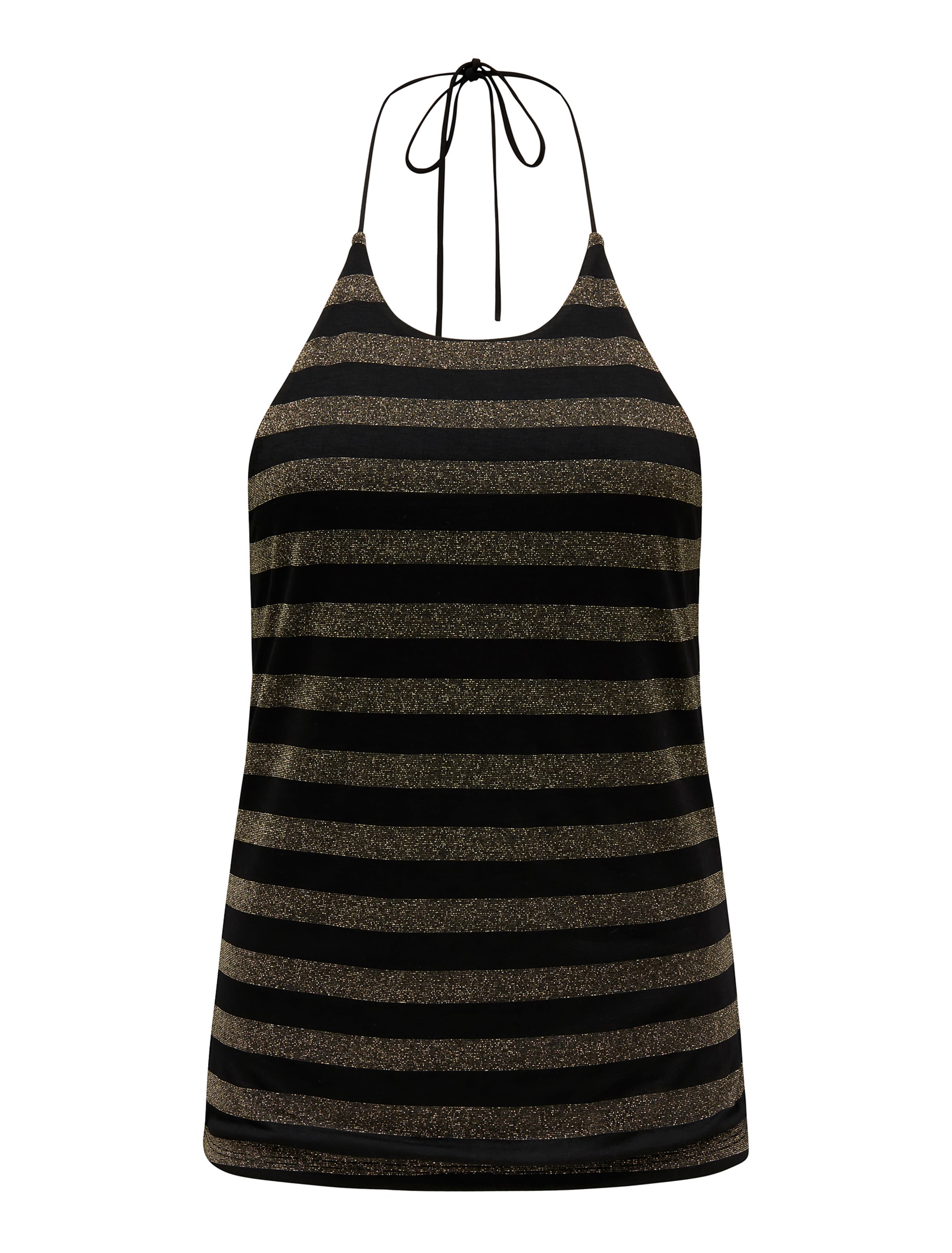 Jessa lurex stripe halter top Black & Gold_mannequin