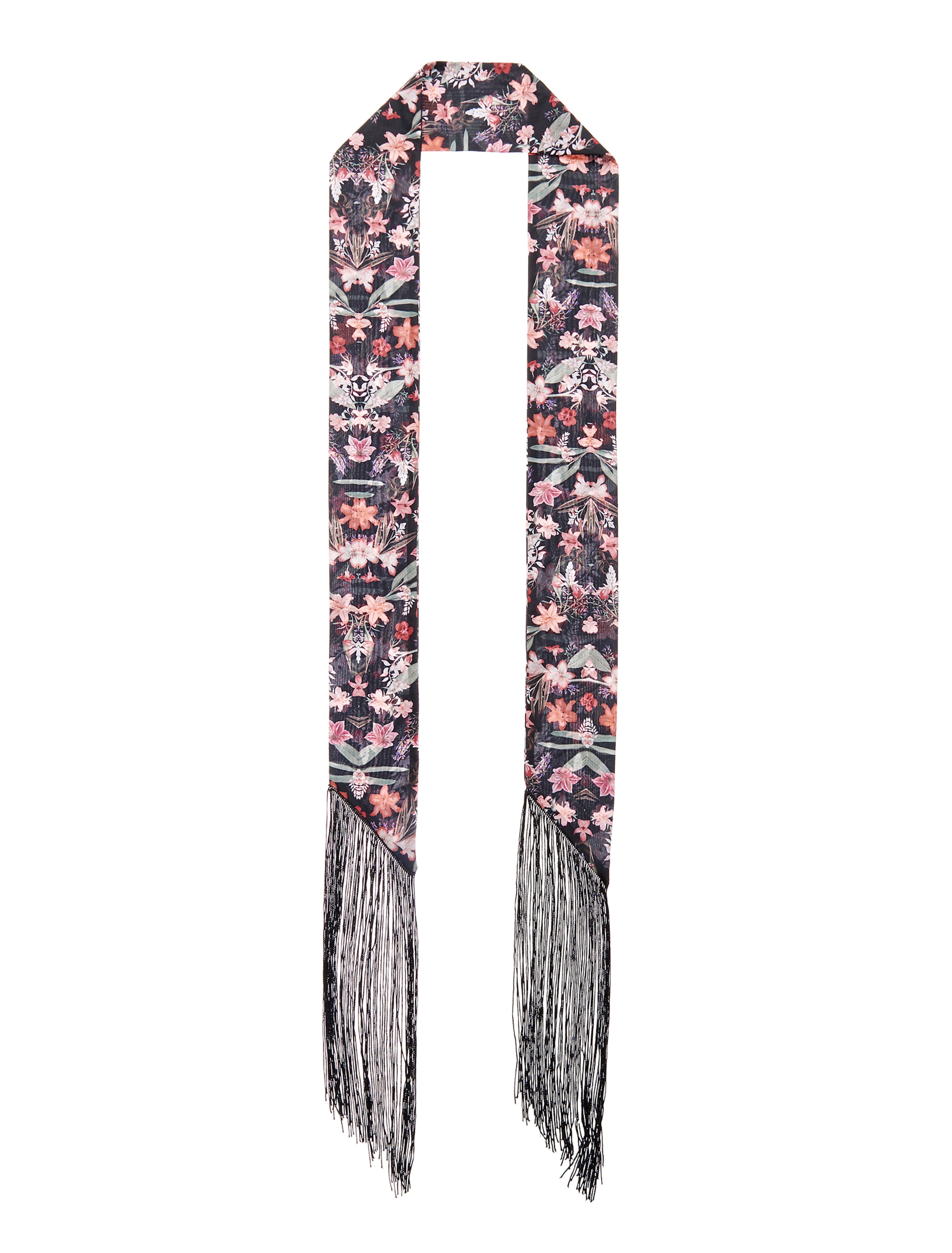 Heidi Tassel Skinny Scarf Floral Print_mannequin