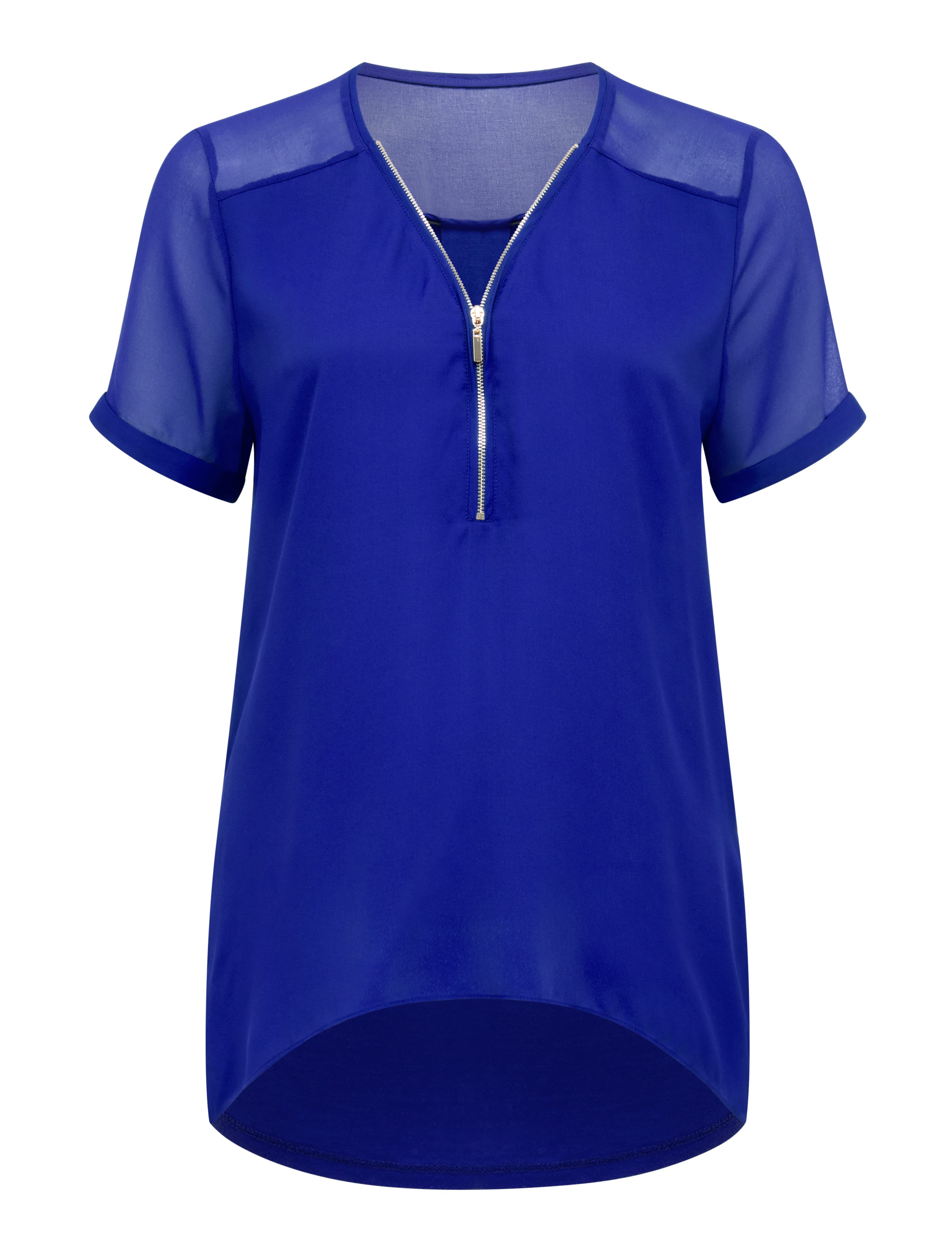 Poppy Zip Front Tee Deep Blue Lagoon_mannequin