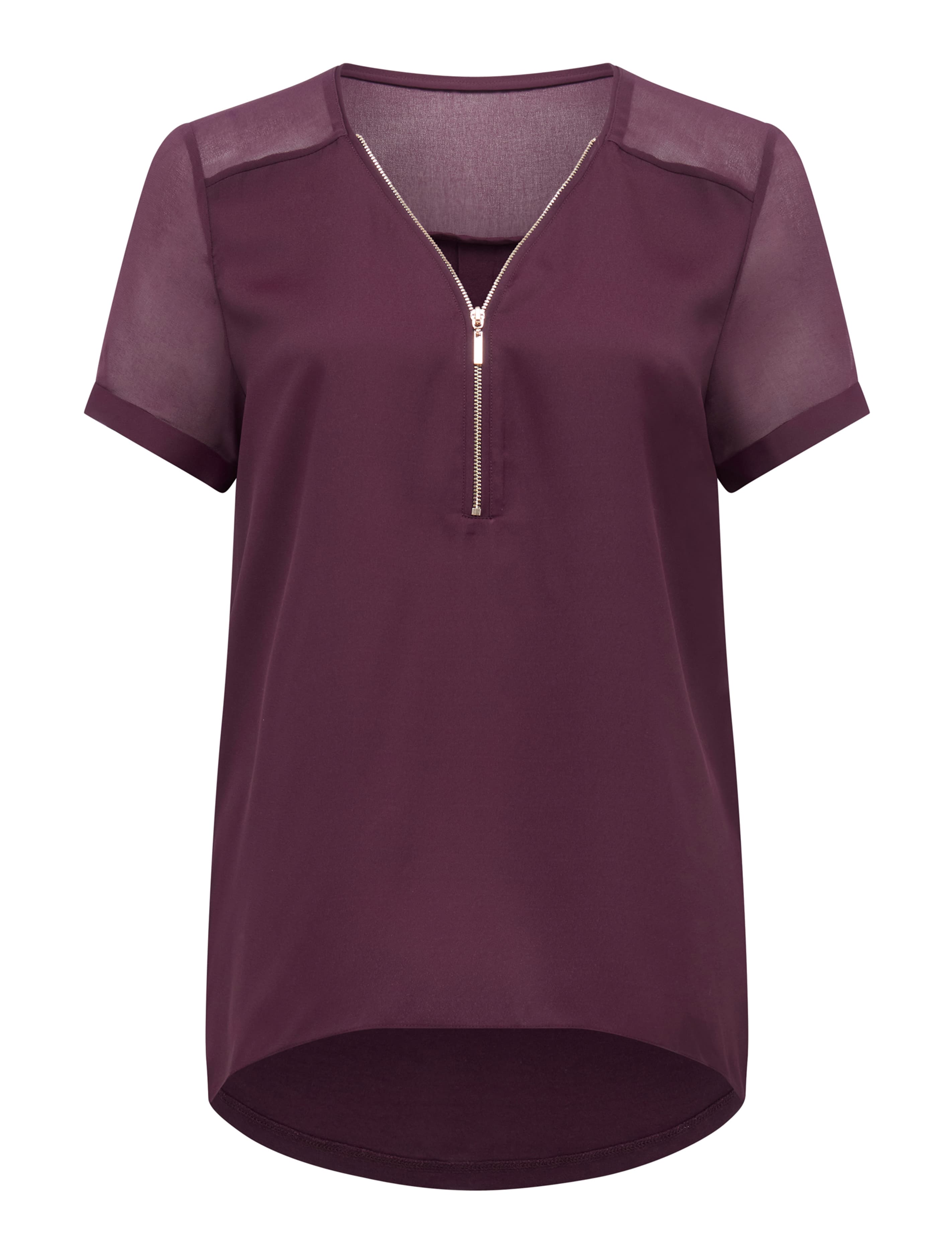 Poppy Zip Front Tee Winetasting_mannequin