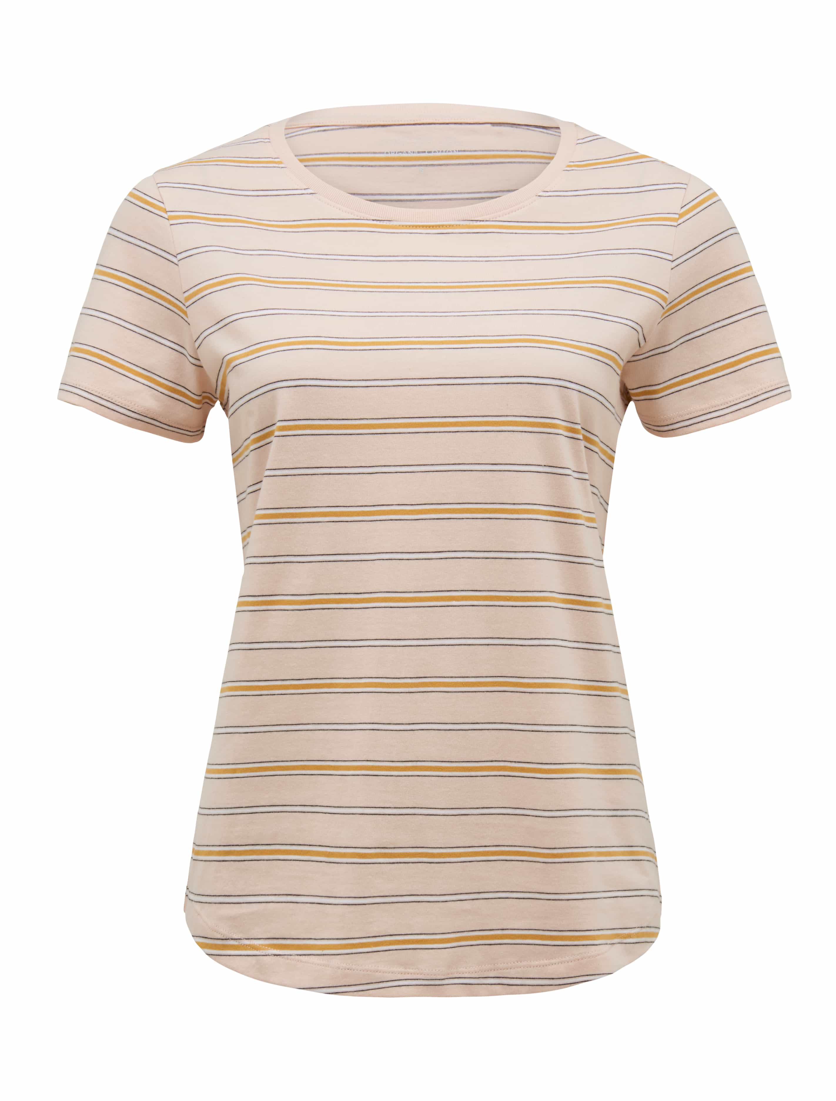 Blake Organic Tee Pink / Ochre Stripe_mannequin