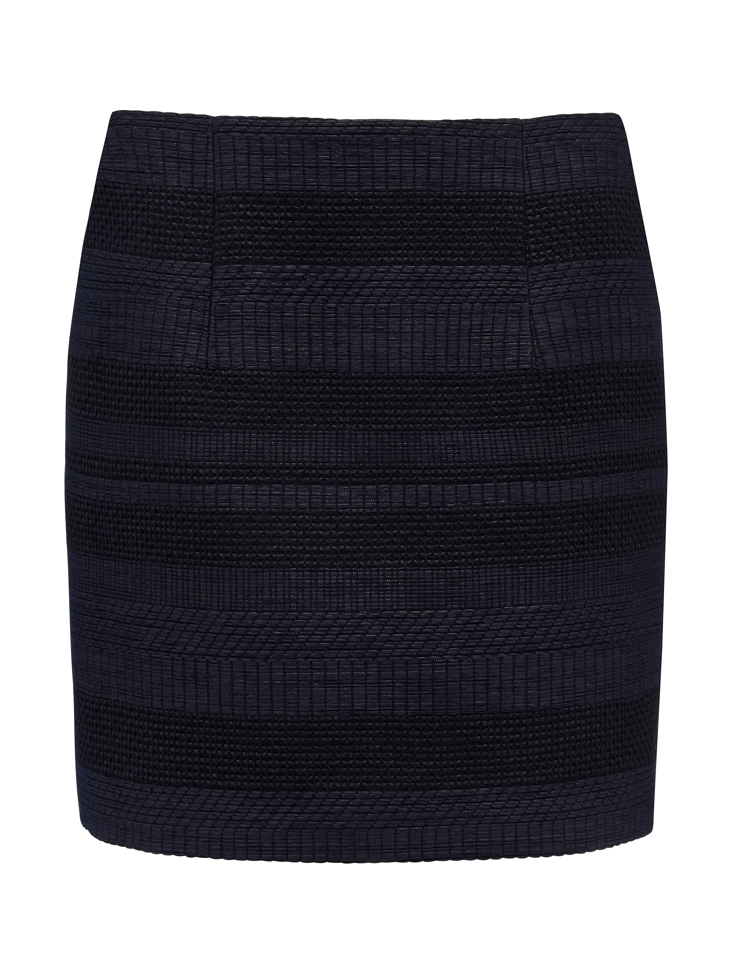 Cara textured mini skirt Midnight Navy Jacquard_mannequin