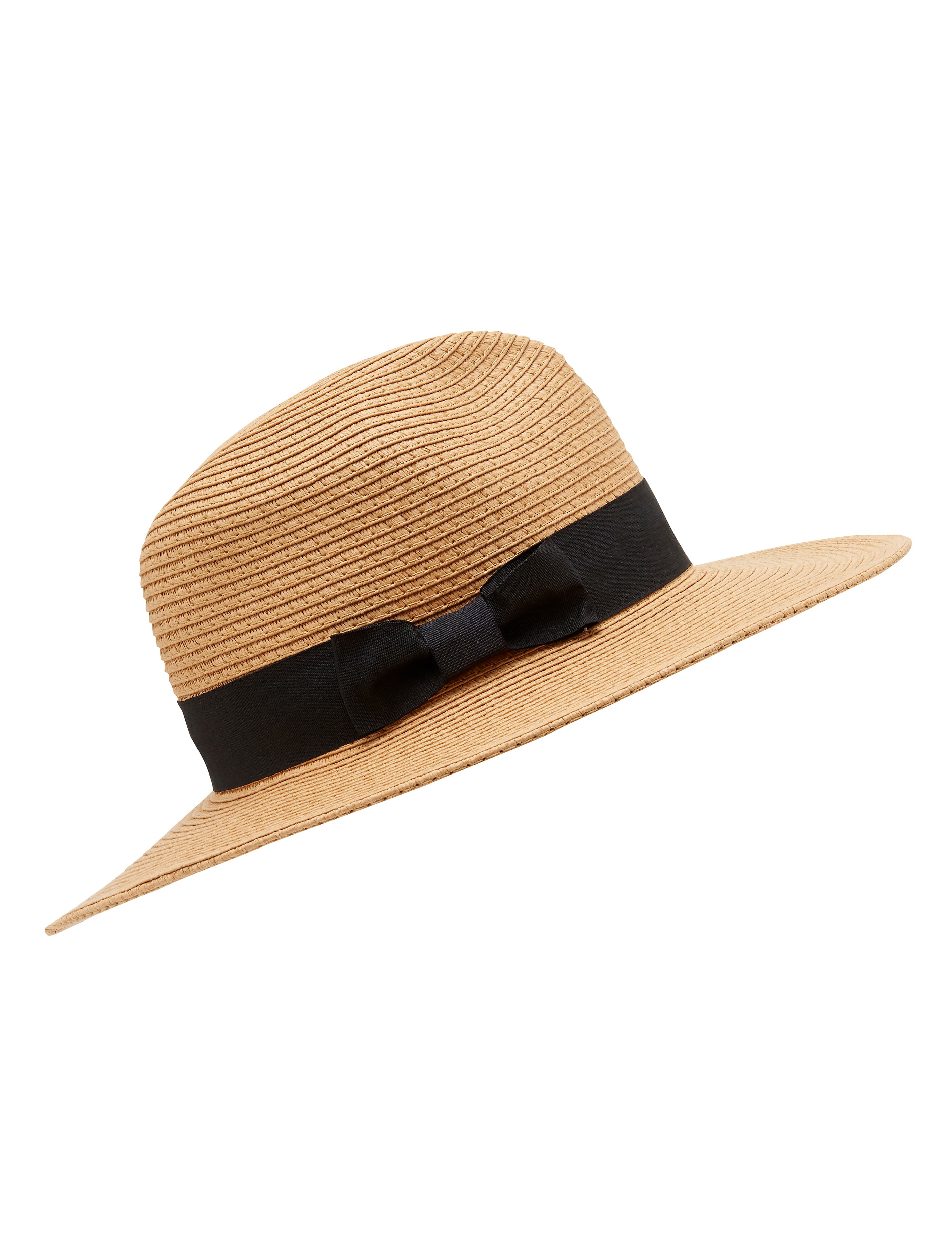 Talia Fedora Straw Hat Tan/Black_mannequin