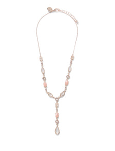 Georgie Dainty Y Jewelled Necklace Peach Multi_mannequin