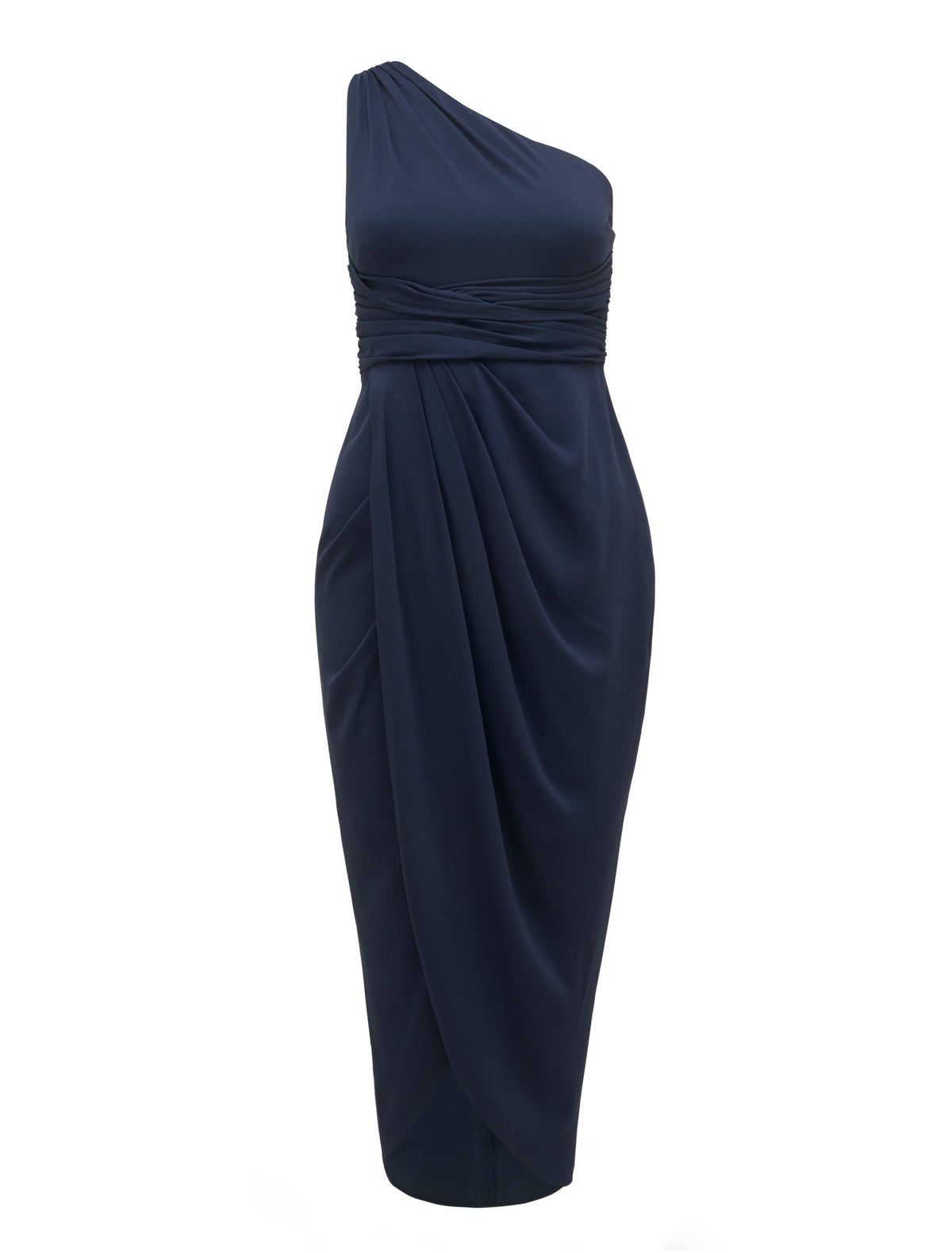 Mandy One-Shoulder Drape Maxi Dress Navy_mannequin