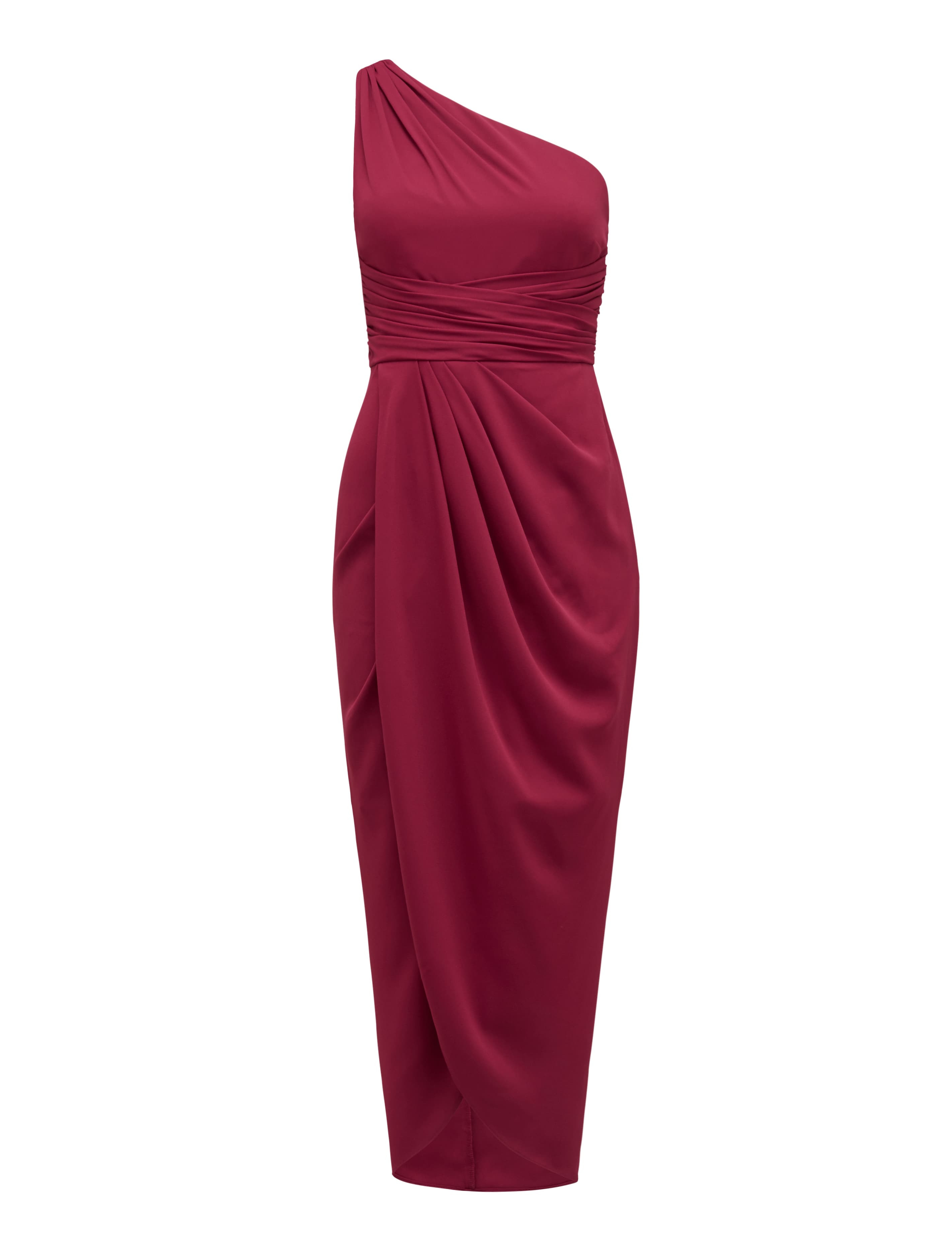 Mandy One-Shoulder Drape Maxi Dress Red Plum_mannequin