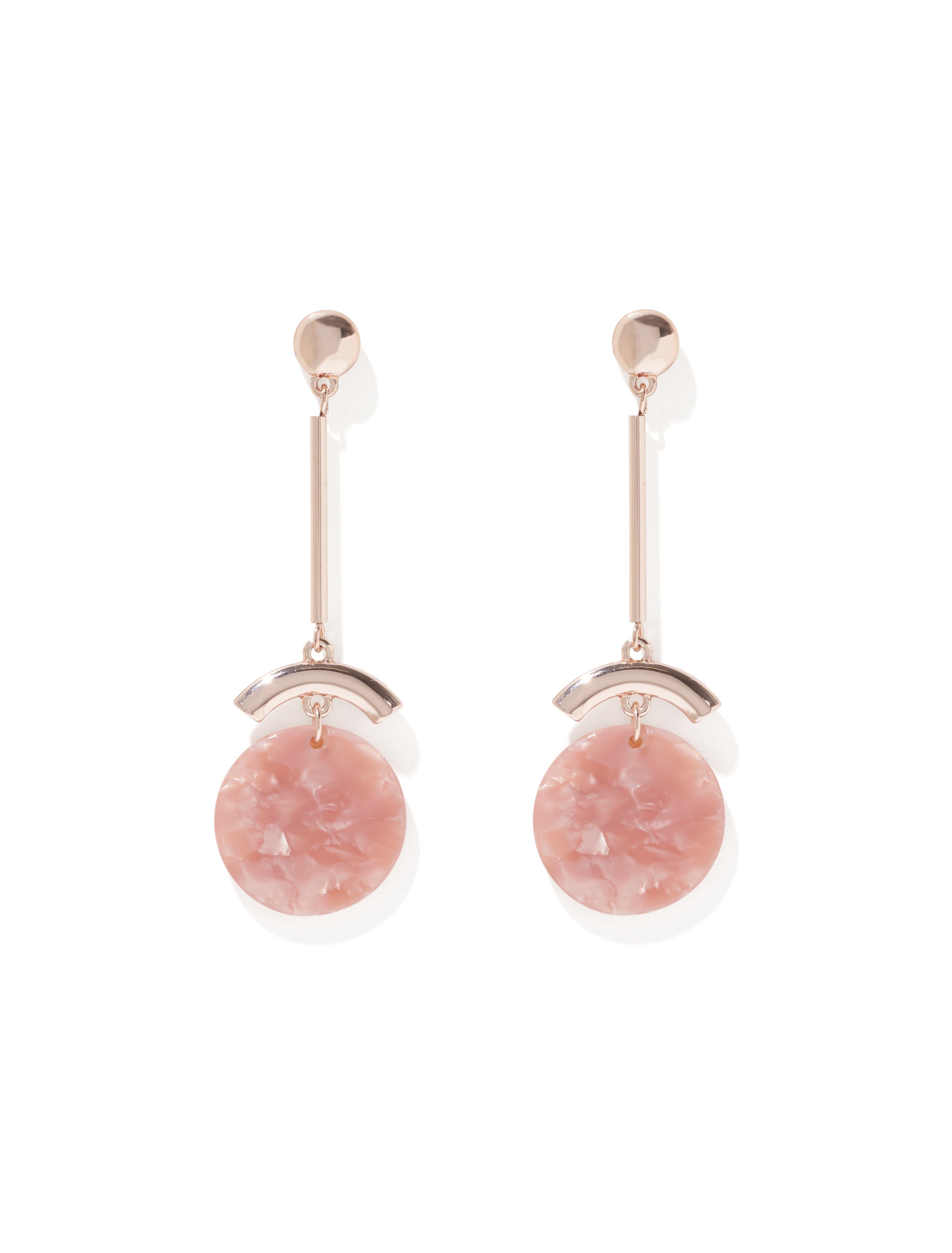 Saylor Bar & Resin Disc Drop Earrings Pink_mannequin