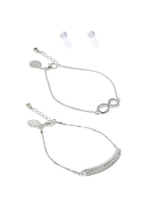 Bracelet & Ball Stud Earrings Set Silver & Crystal_mannequin