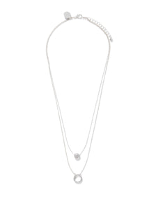 Diamante Circle Layered Necklace Silver & Crystal_mannequin