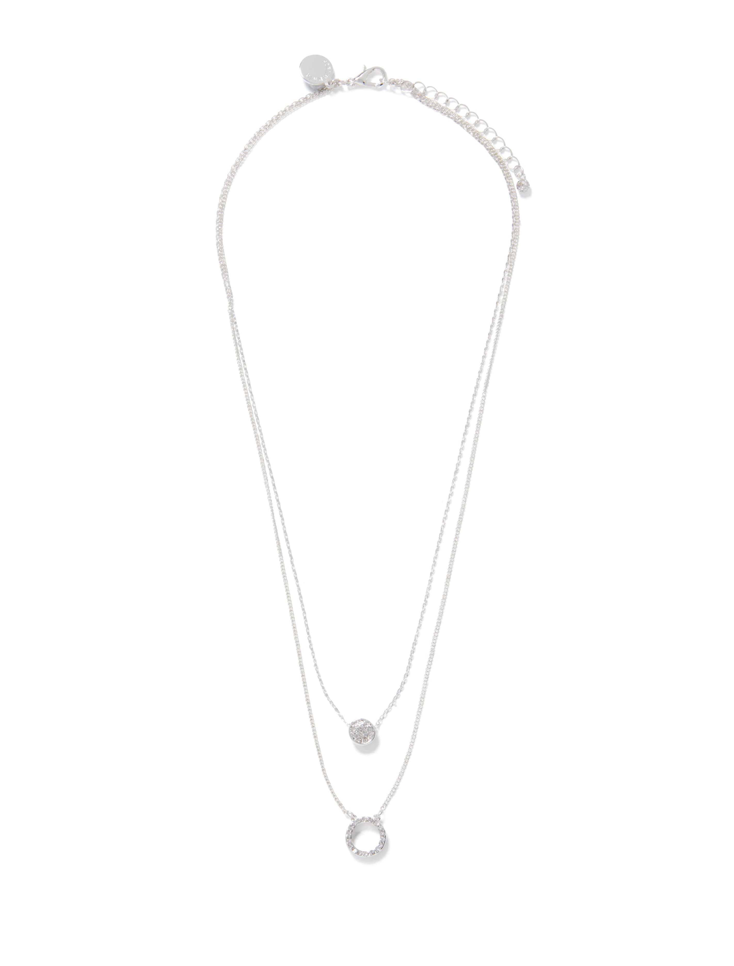 Diamante Circle Layered Necklace Silver & Crystal_mannequin