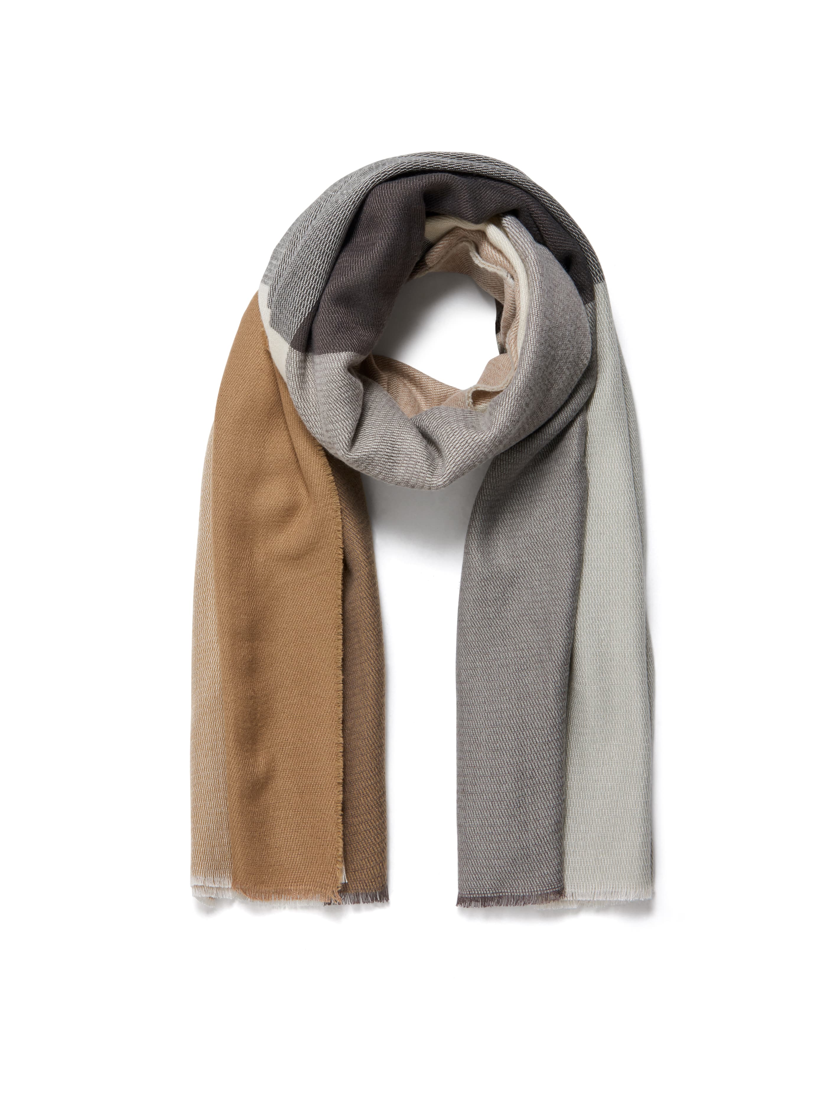 Gemima Colourblock Check Scarf Camel/Grey_mannequin