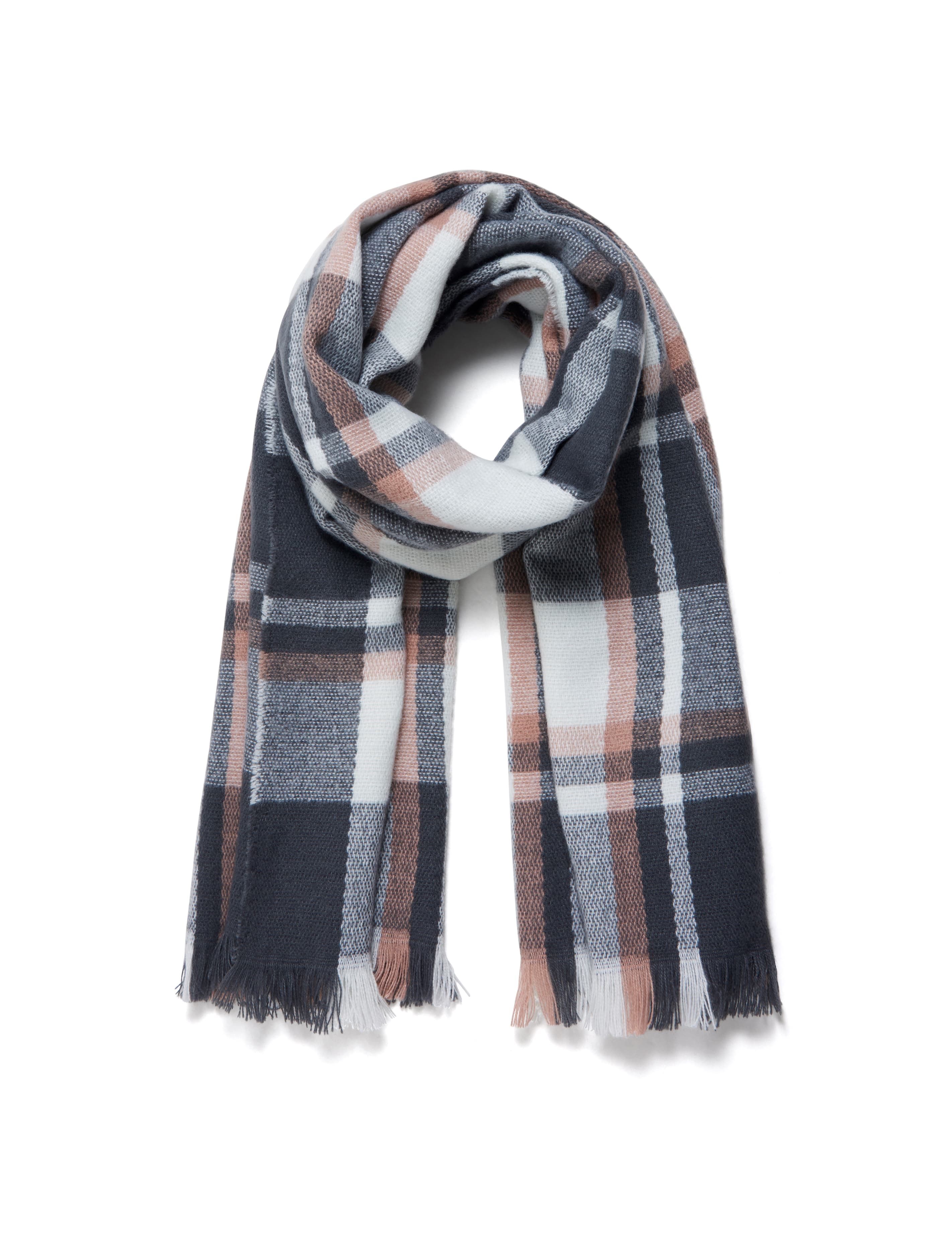 Rosie Check Scarf Grey/Rose_mannequin