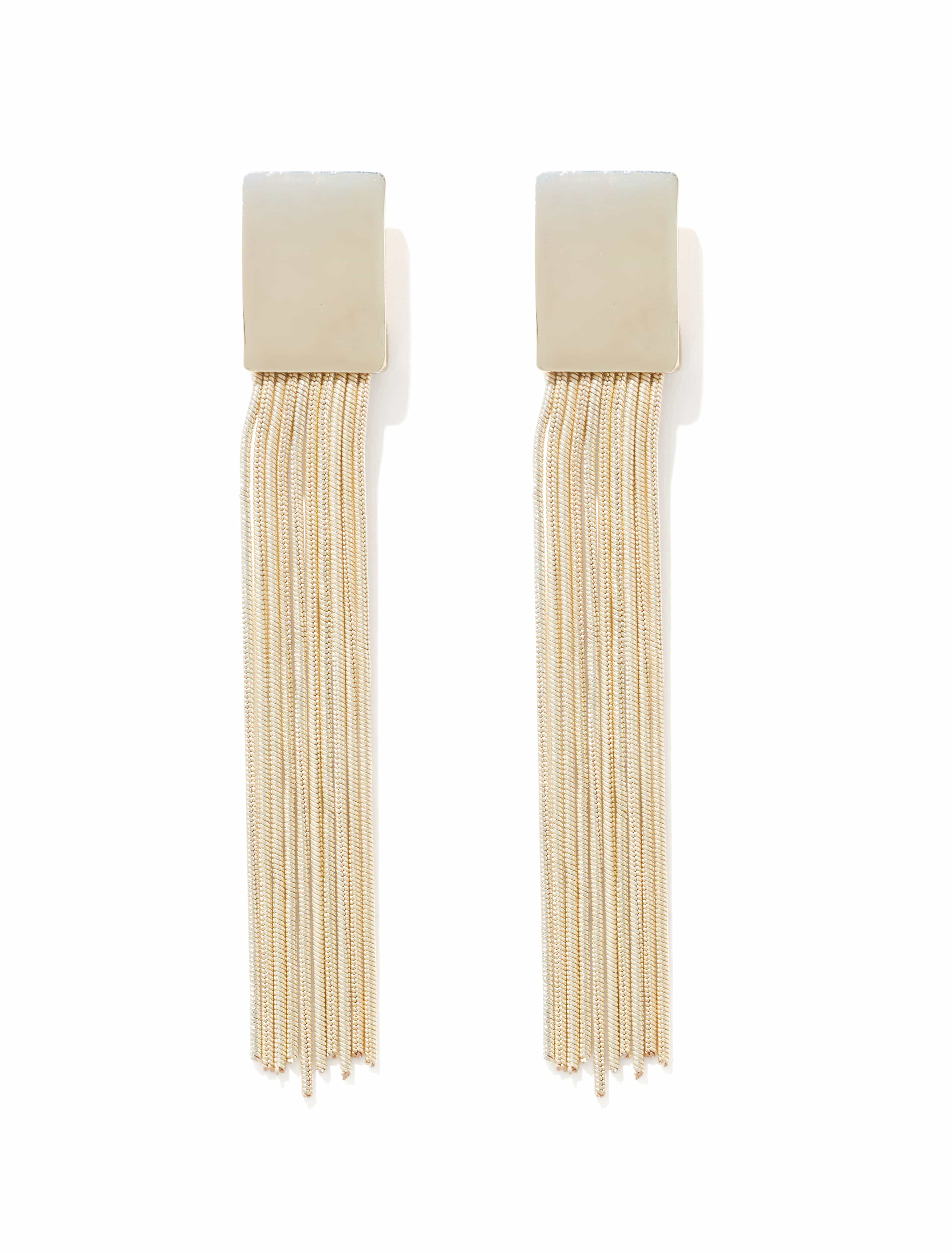 Brandy Snake Chain Tassel Earrings Gold_mannequin