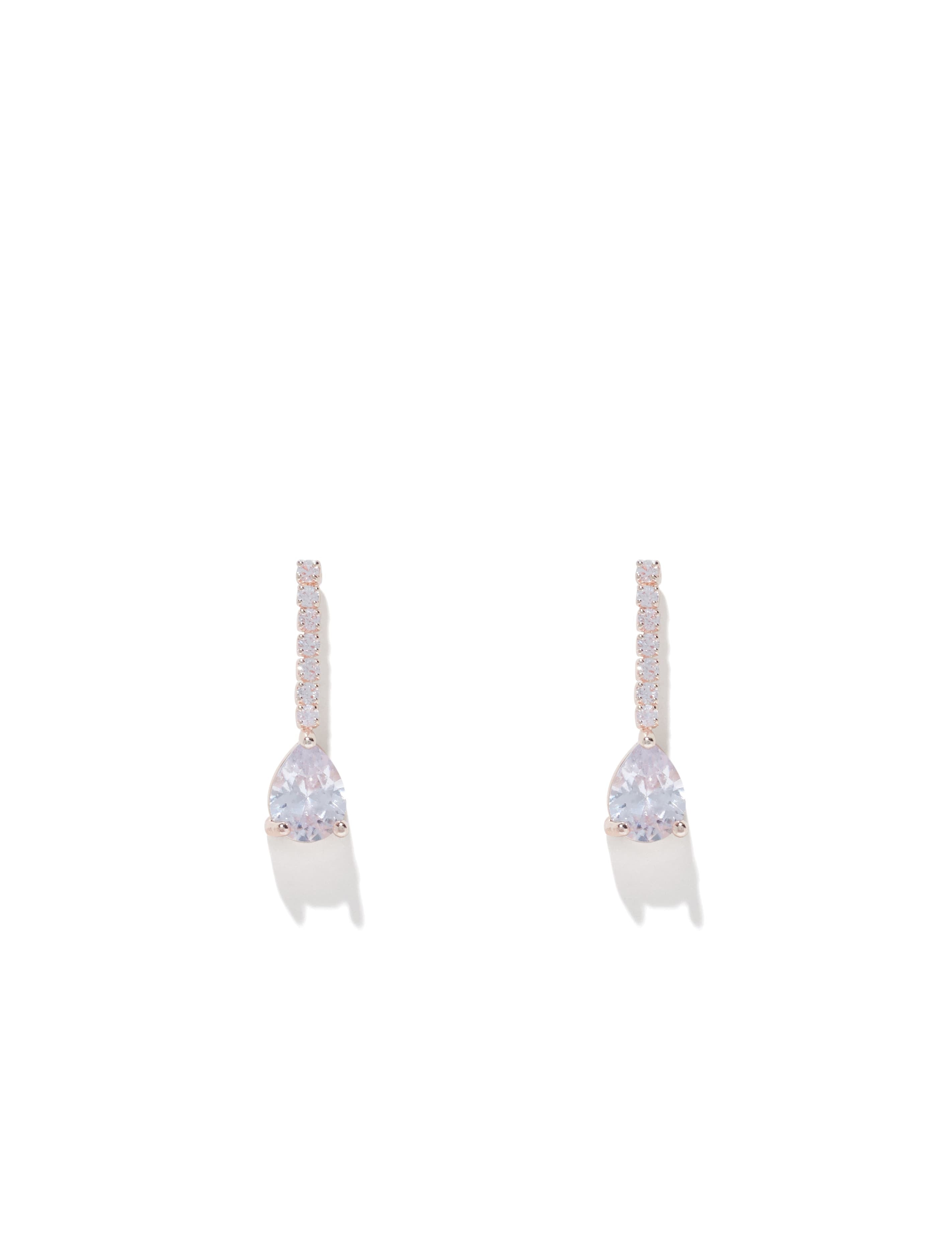 Ariana Cupchain and Mini Cubic Zirconia Drop Earrings  Rose Gold/Crystal_mannequin