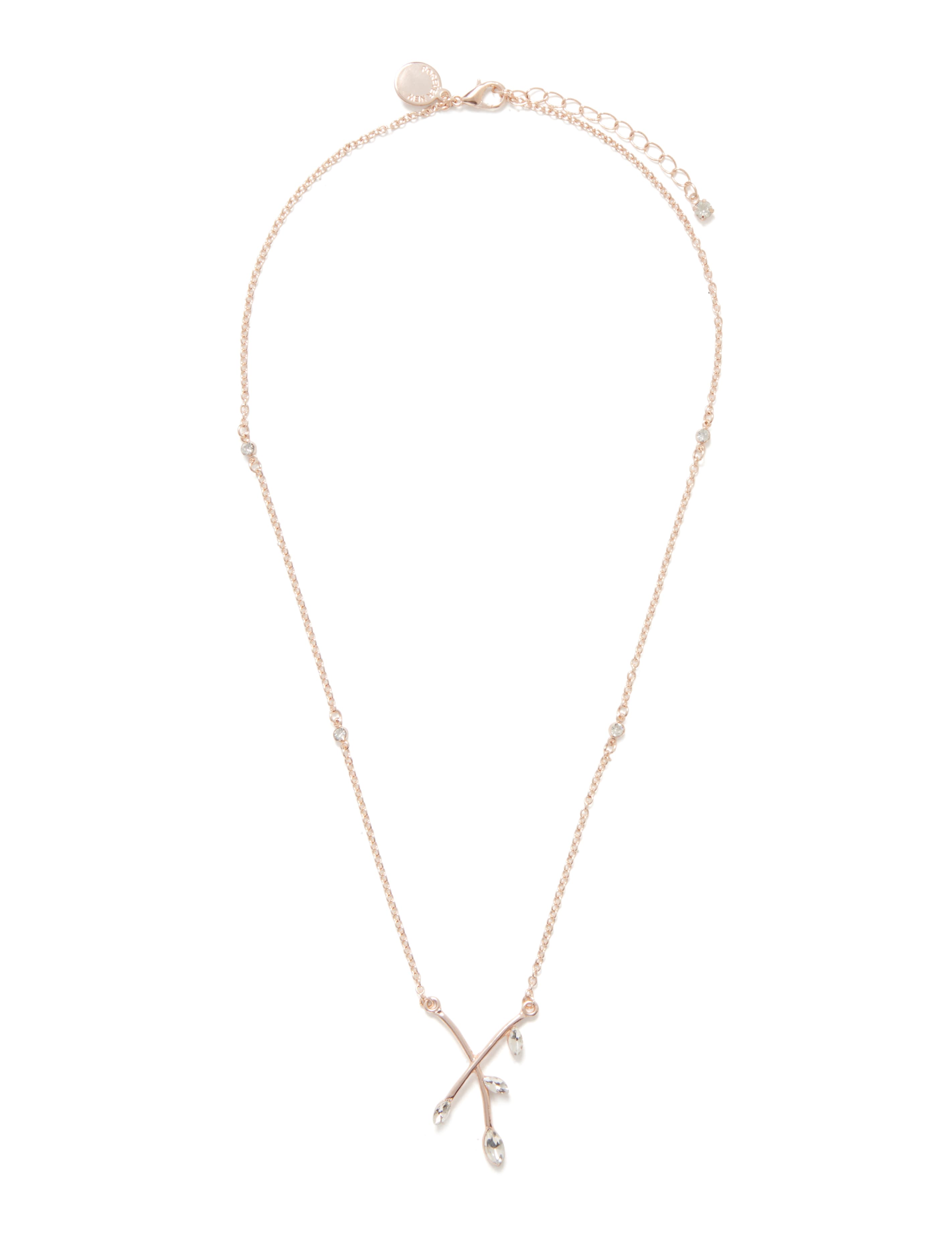 Angel Crossover Diamante Pendant Necklace Rose Gold_mannequin