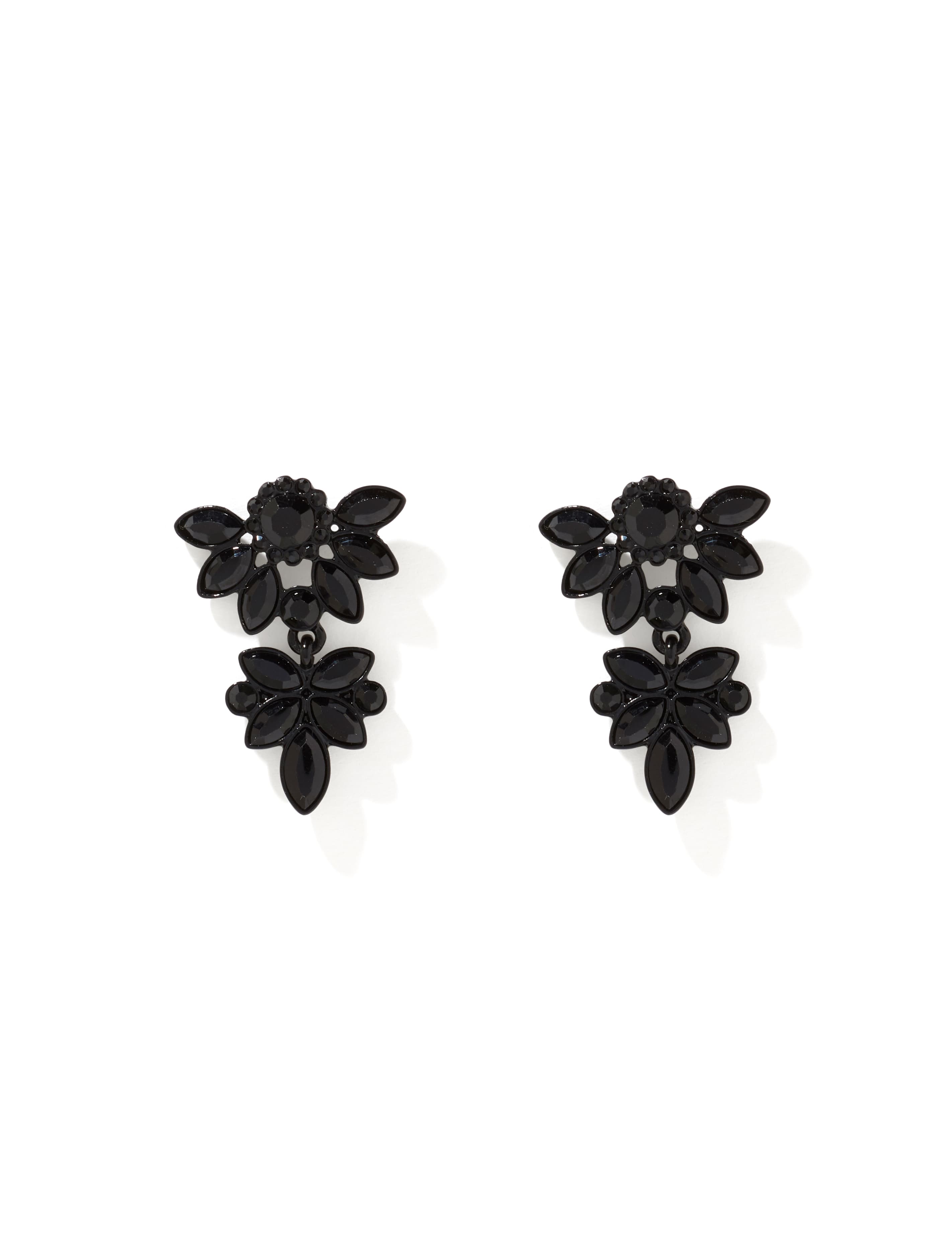 Zena Marquis Fan Drop Earrings Black_mannequin
