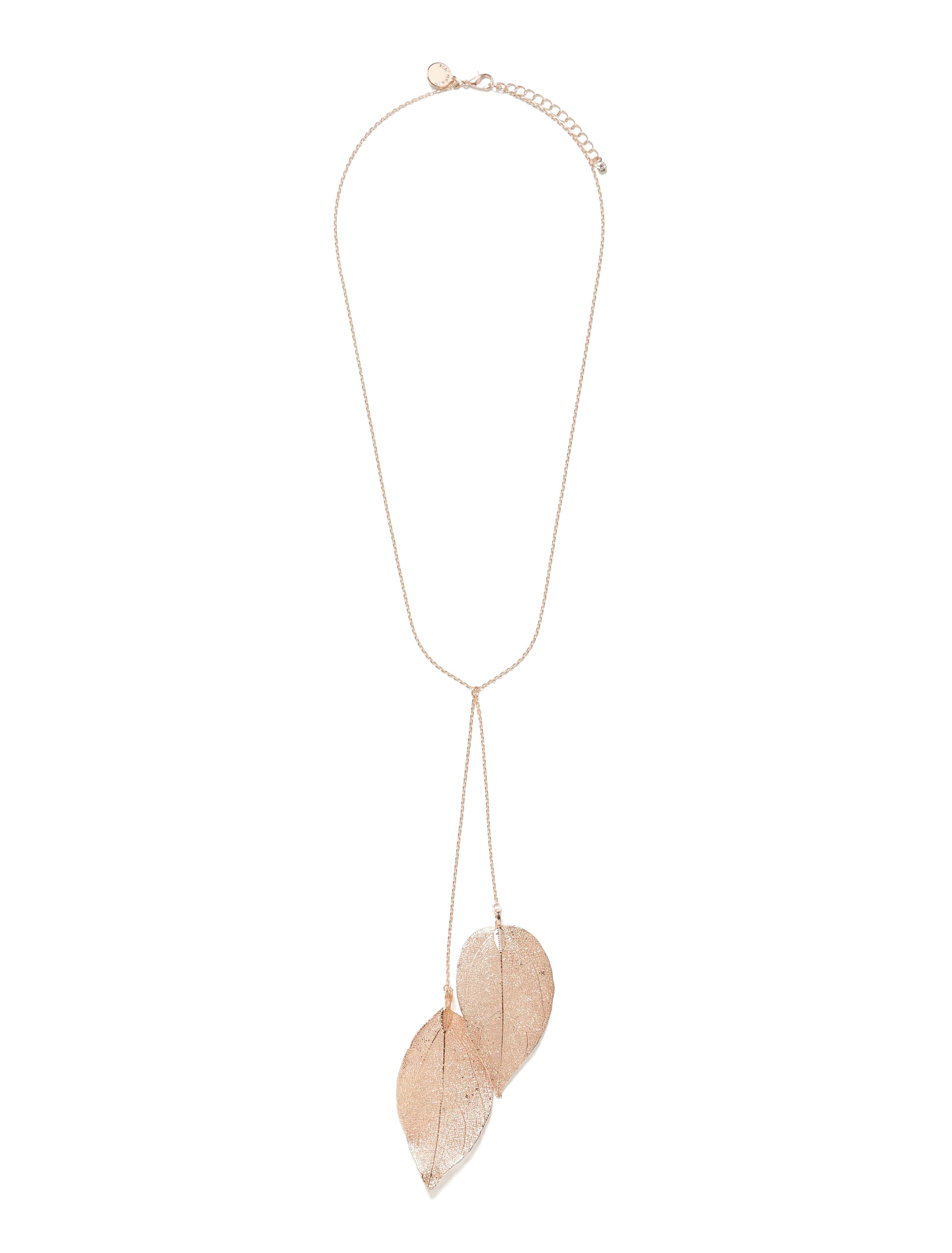 Cherry Fine Leaf Necklace Rose Gold_mannequin