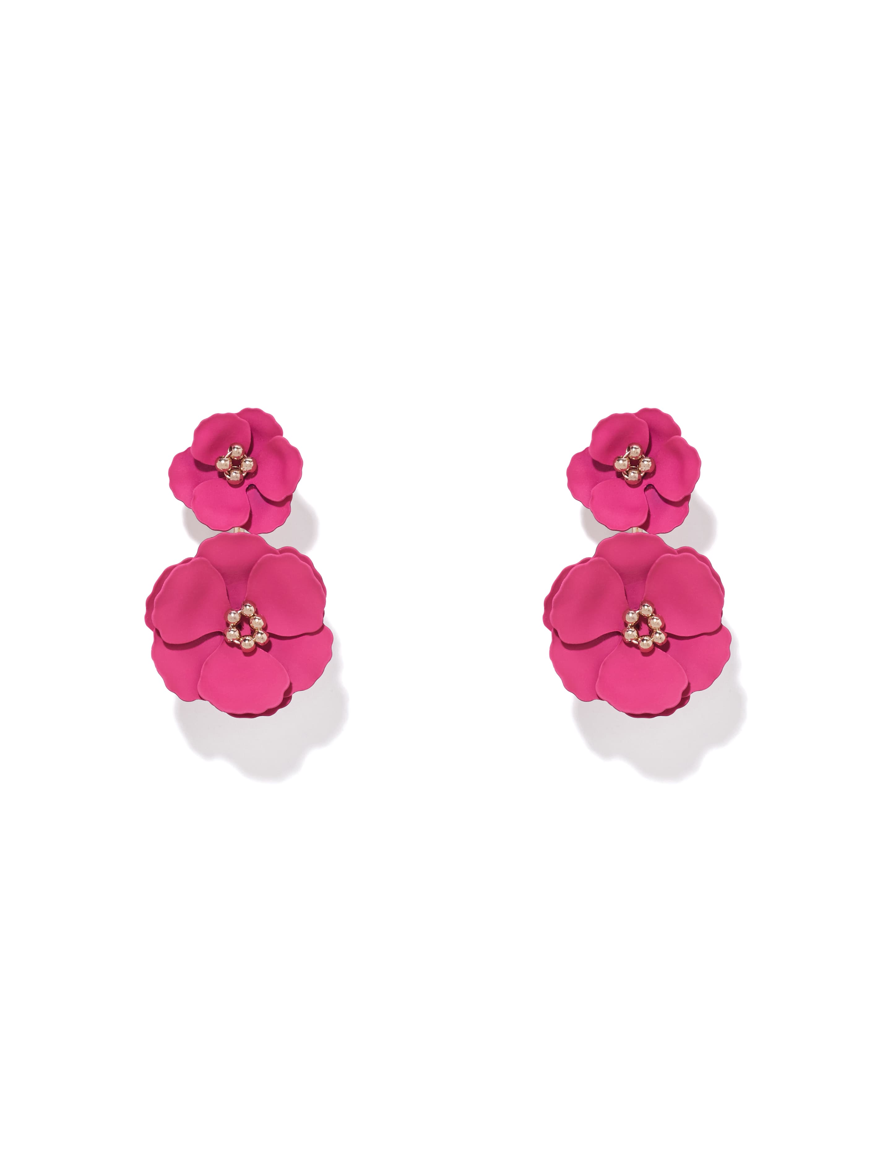 Camy Coated Flower Under-Ear Earrings Merlot_mannequin