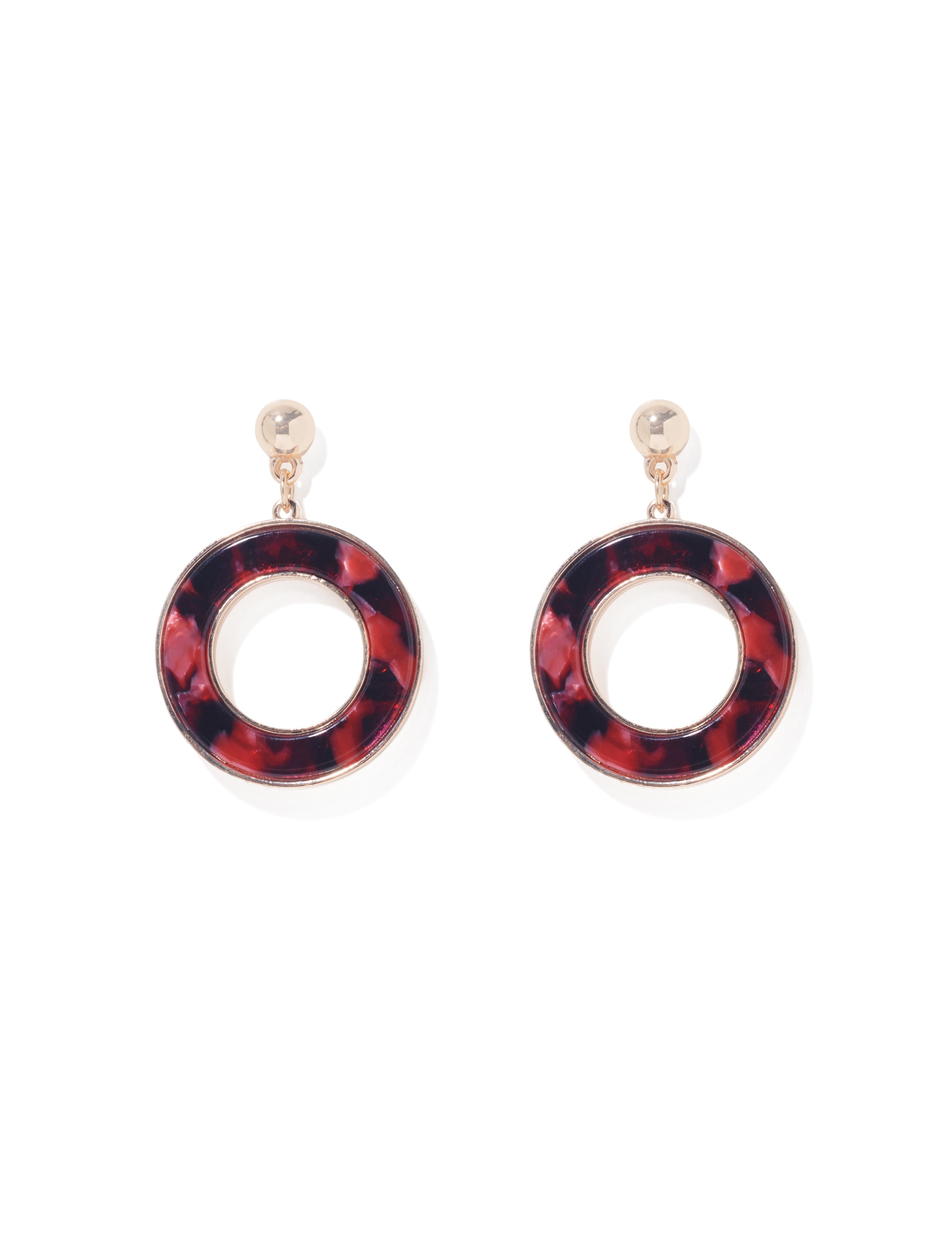 Chloe Resin Open Circle Drop Earrings  Red Multi_mannequin