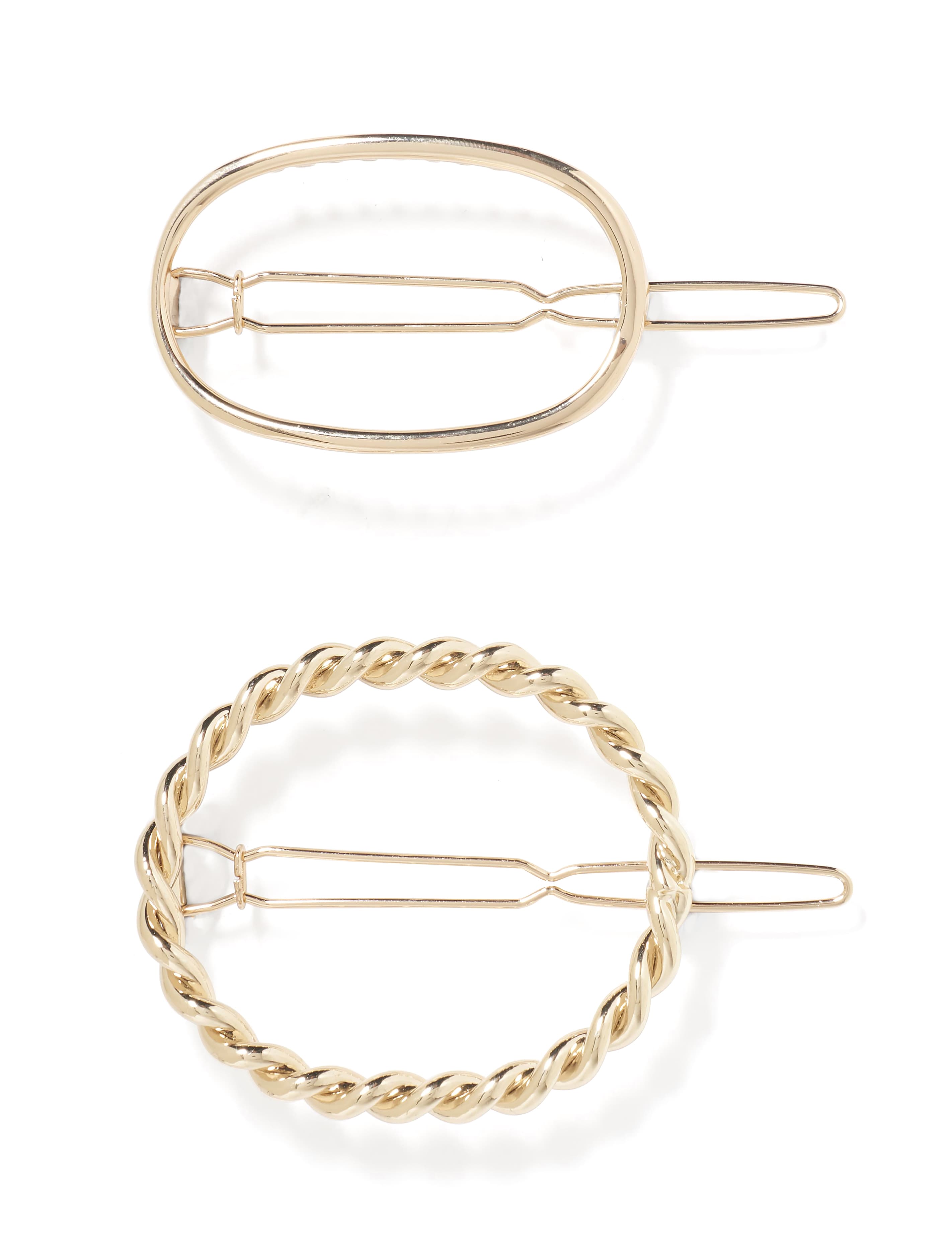 Penelope Two-Pack Geometric Metal Hair Clips Gold_mannequin
