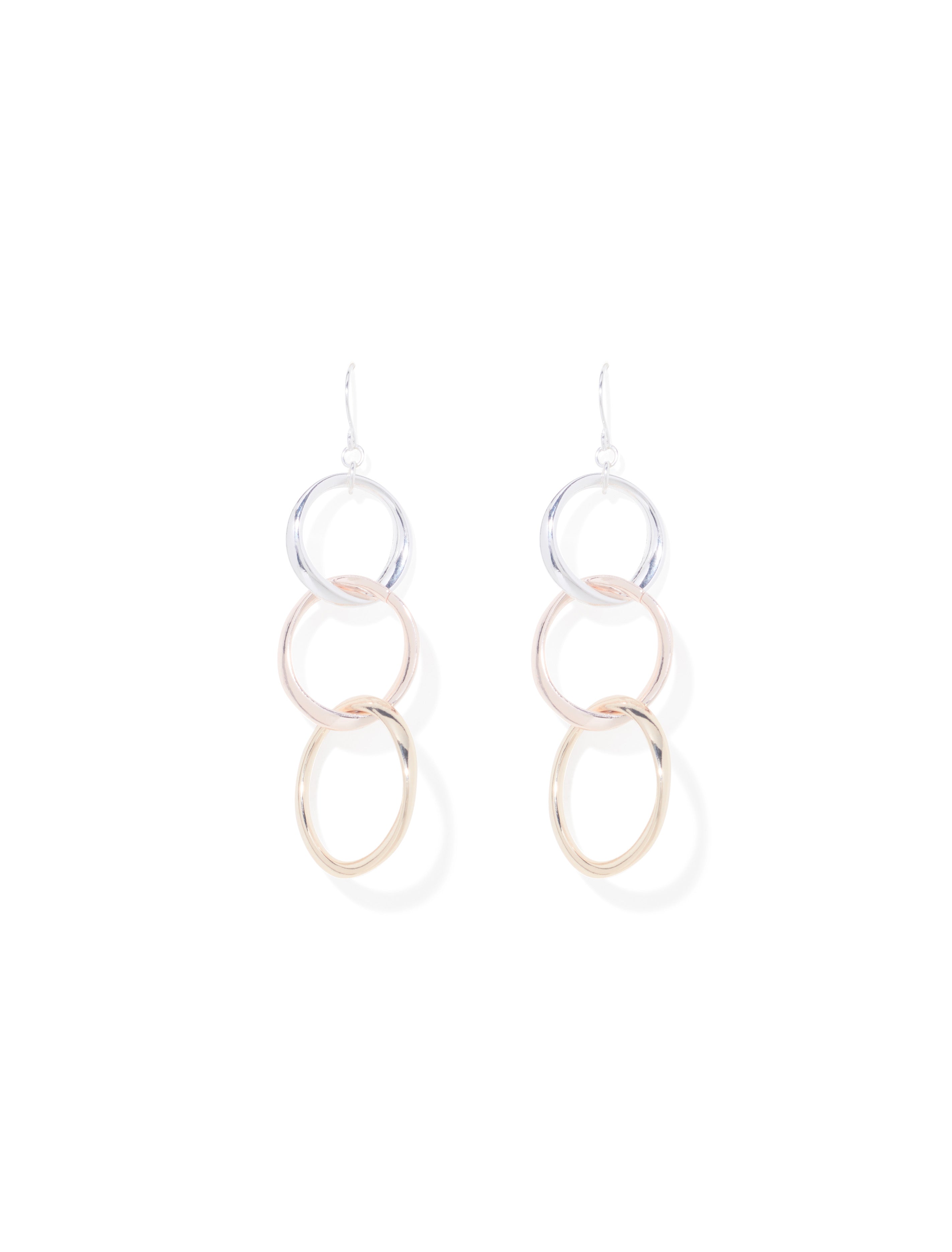 Bonita Three Circle Earrings Mixed Metal_mannequin