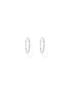 Milan Simple Smooth Hoop Earrings Rhodium_mannequin