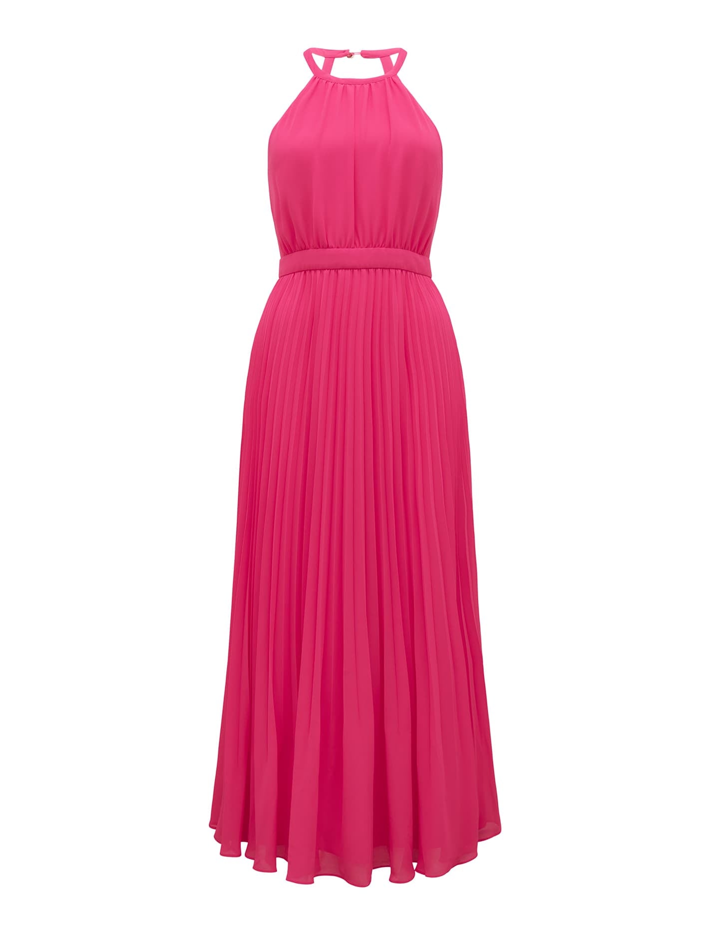 Gwenyth Pleated Halter Maxi Dress Fuchsia Pink_mannequin