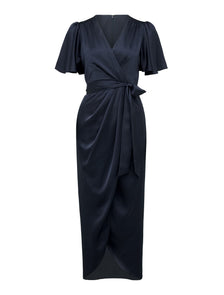 Carolina Satin Midi Dress Navy_mannequin