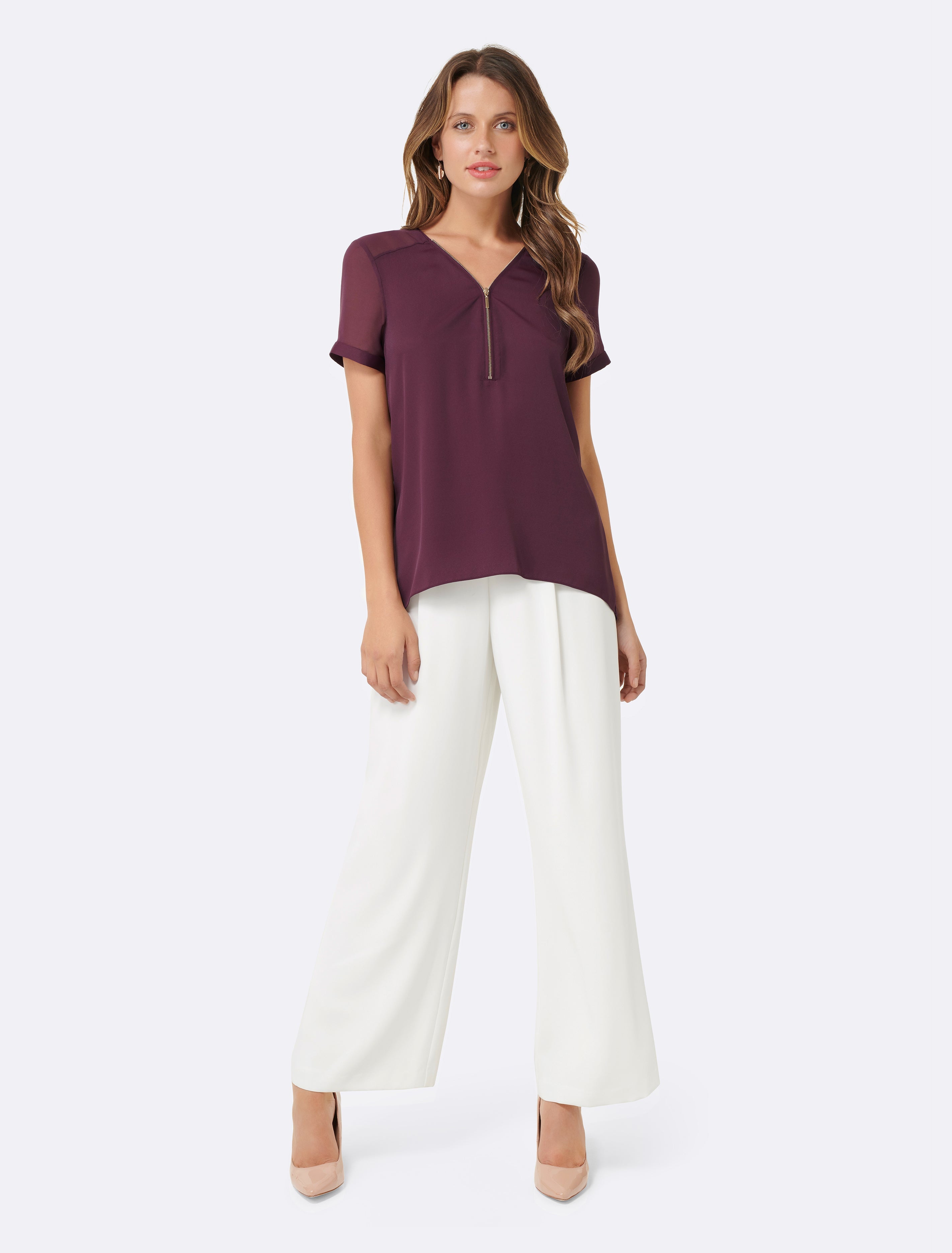 Poppy Zip Front Tee Winetasting