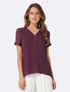 Poppy Zip Front Tee Winetasting