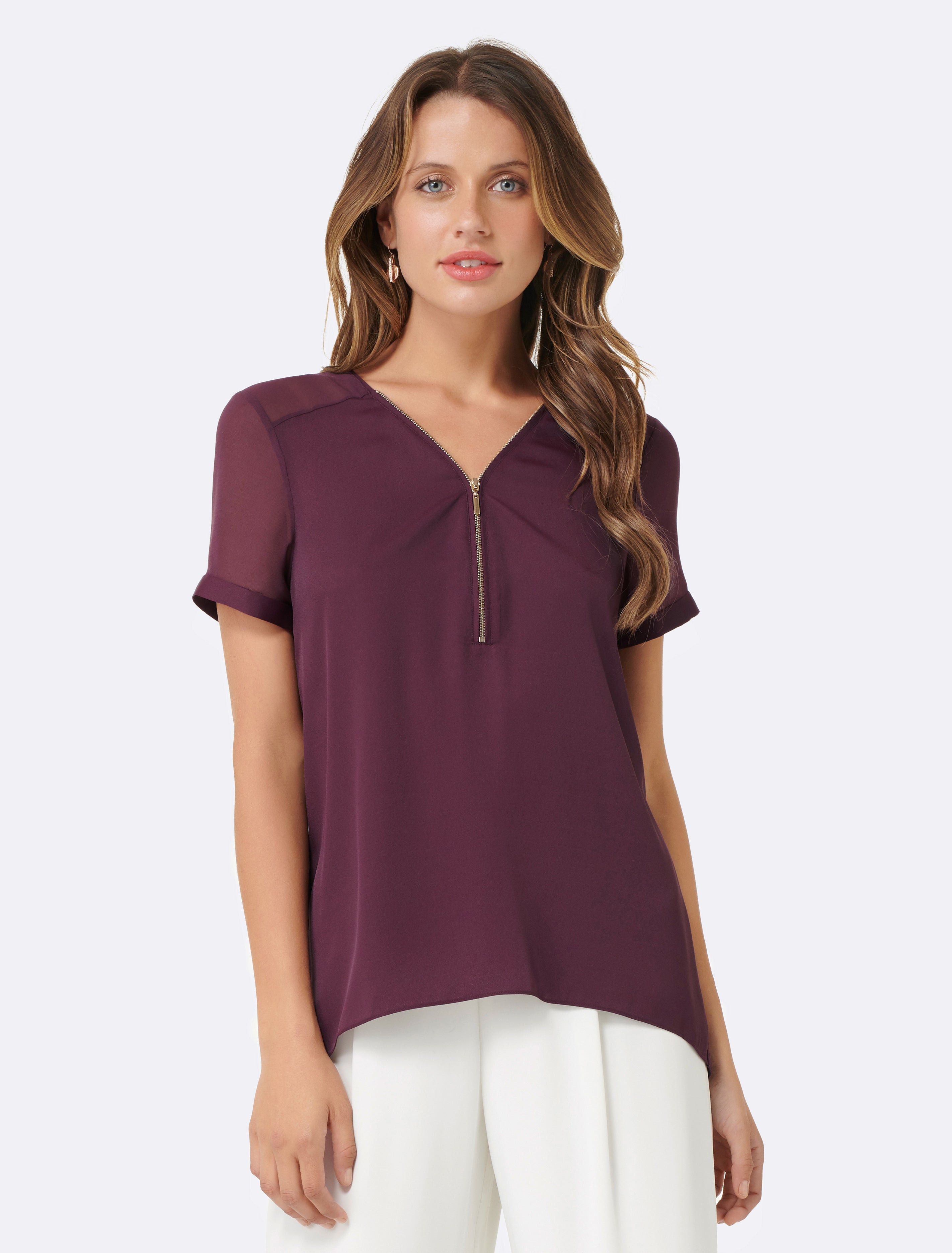 Poppy Zip Front Tee Winetasting