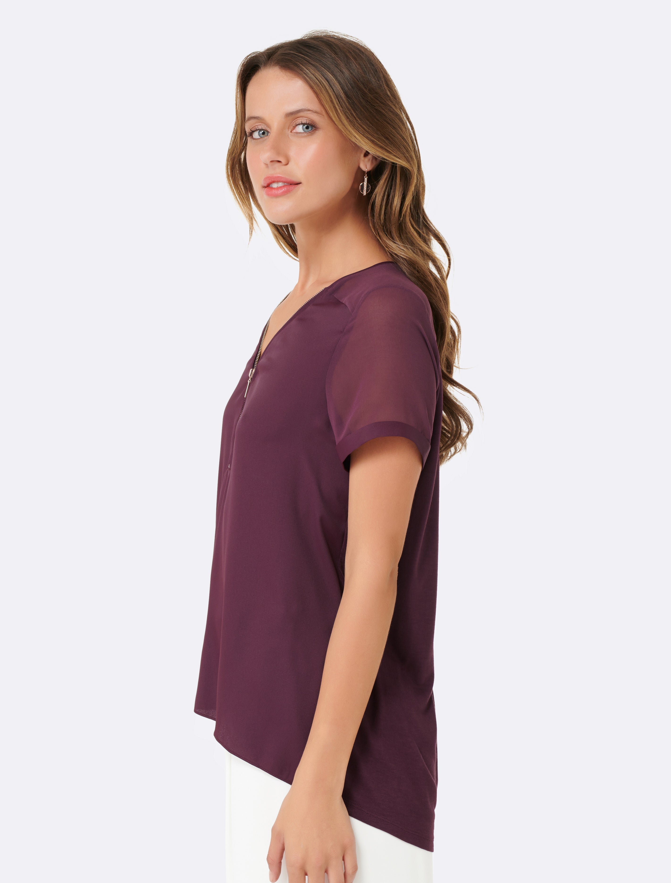 Poppy Zip Front Tee Winetasting