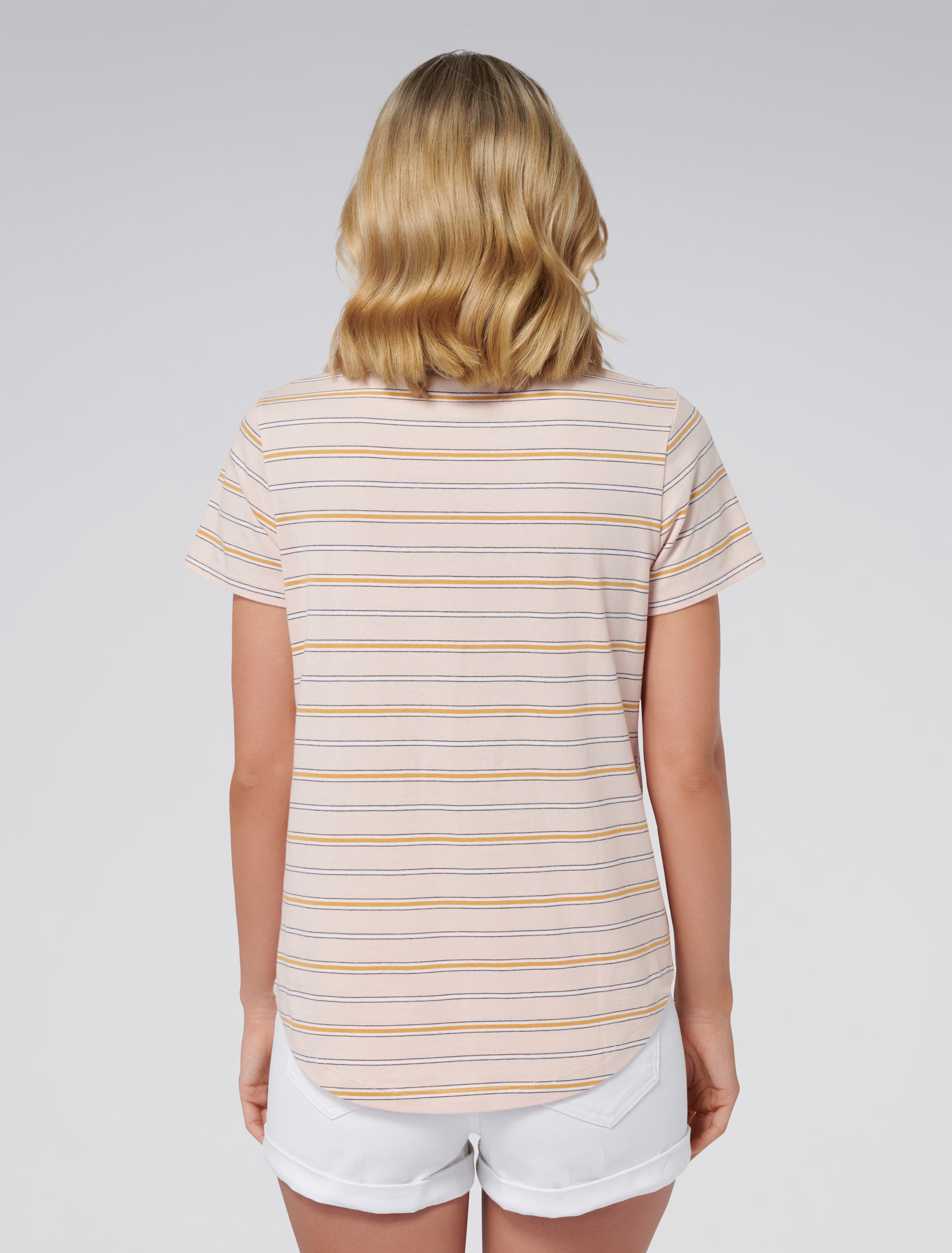 Blake Organic Tee Pink / Ochre Stripe
