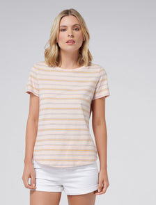 Blake Organic Tee Pink / Ochre Stripe