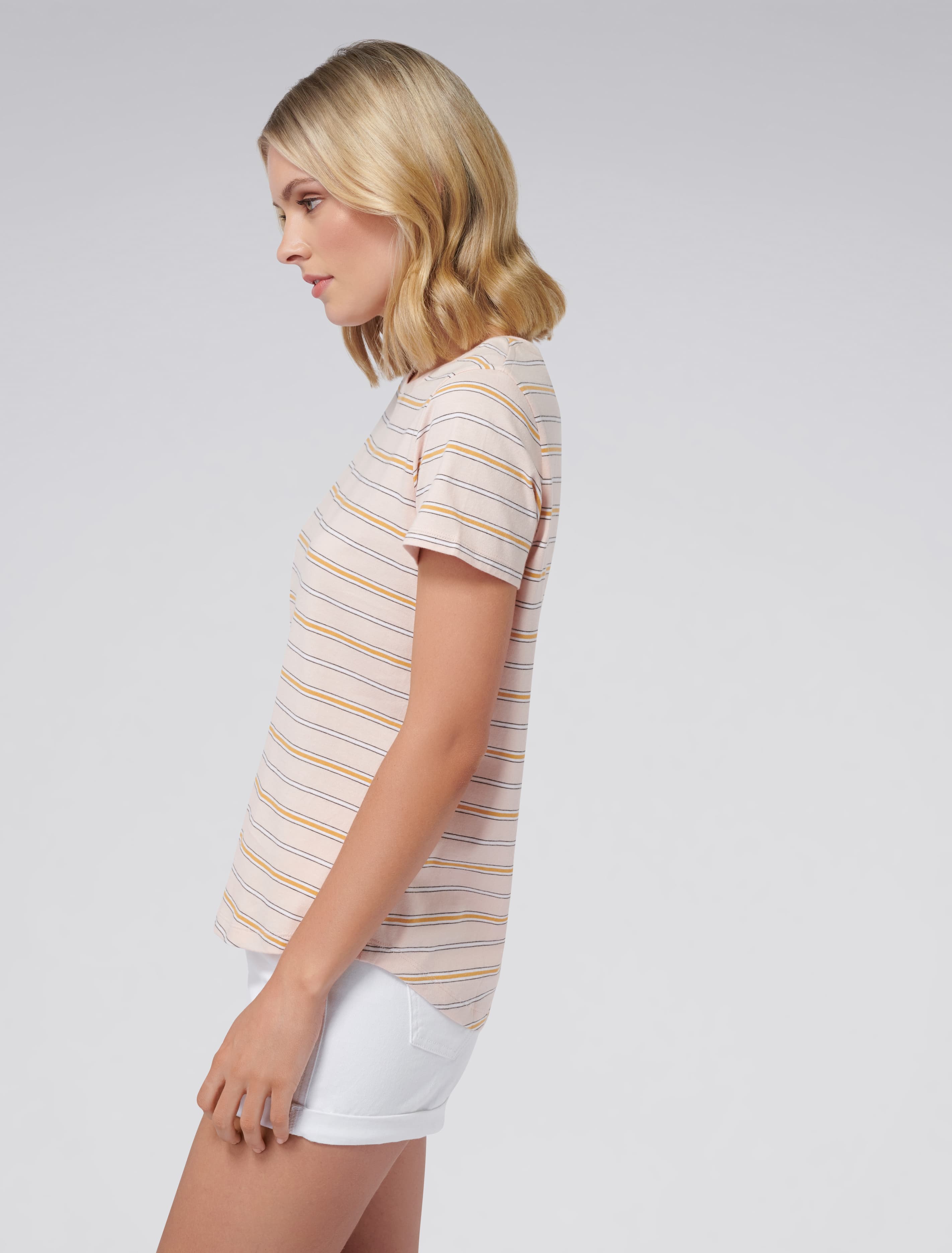 Blake Organic Tee Pink / Ochre Stripe