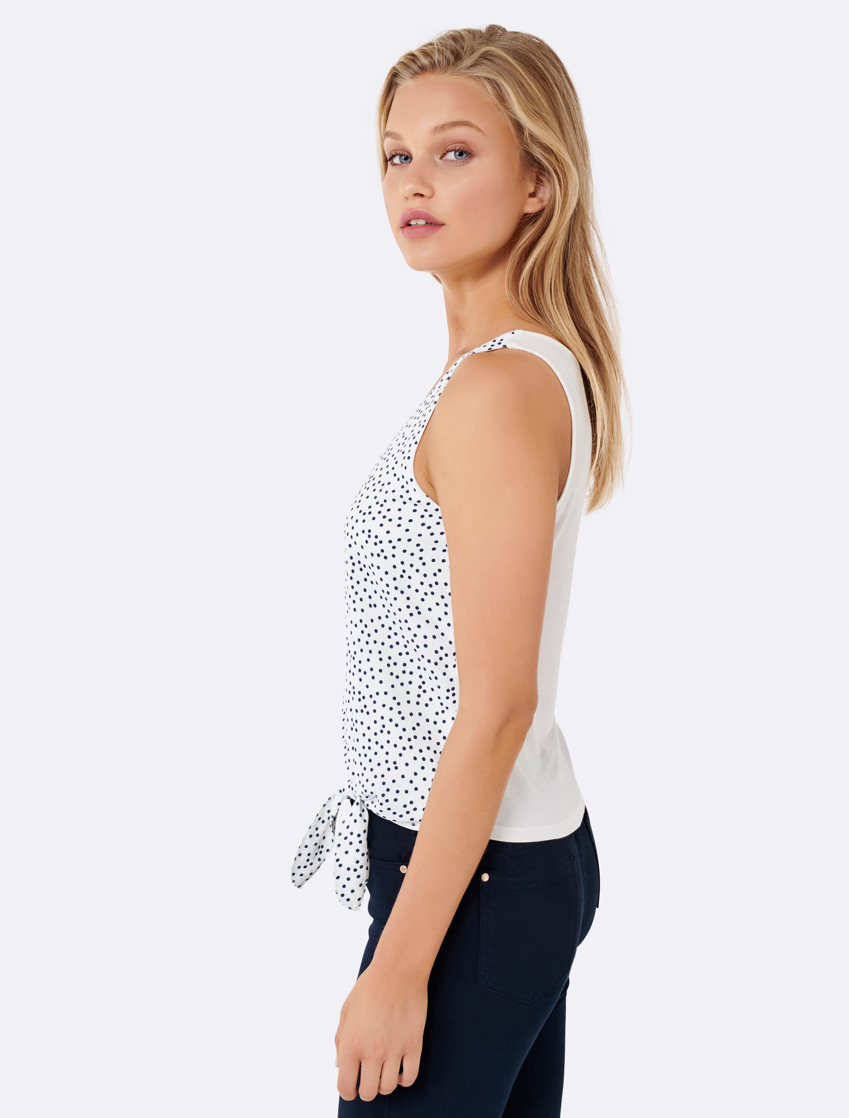 Milly Side Tie Tank Navy Spot