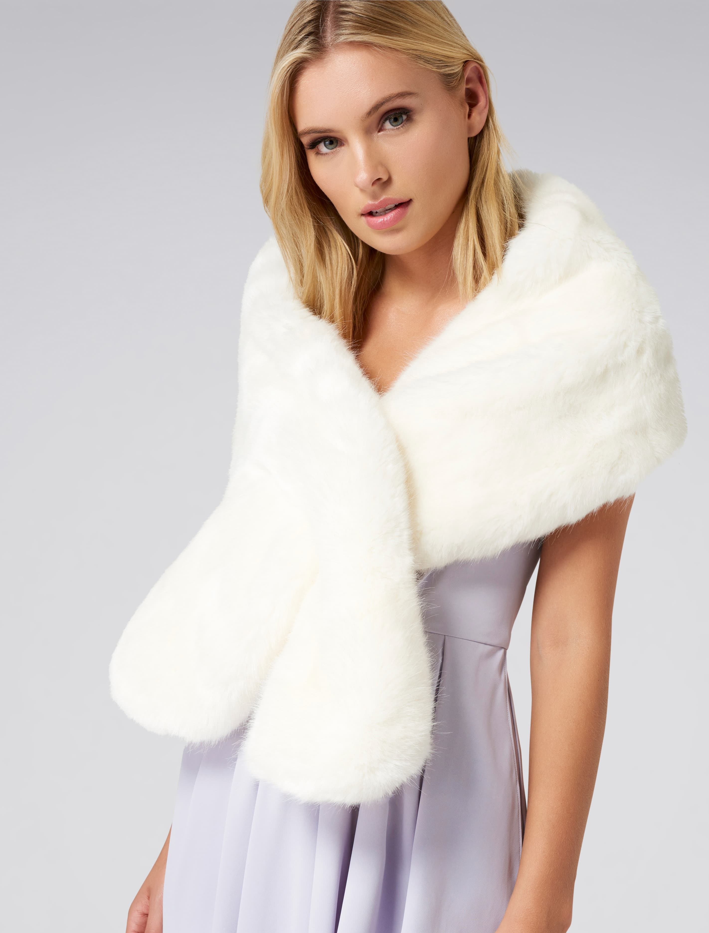 Laura Faux Fur Wrap Porcelain
