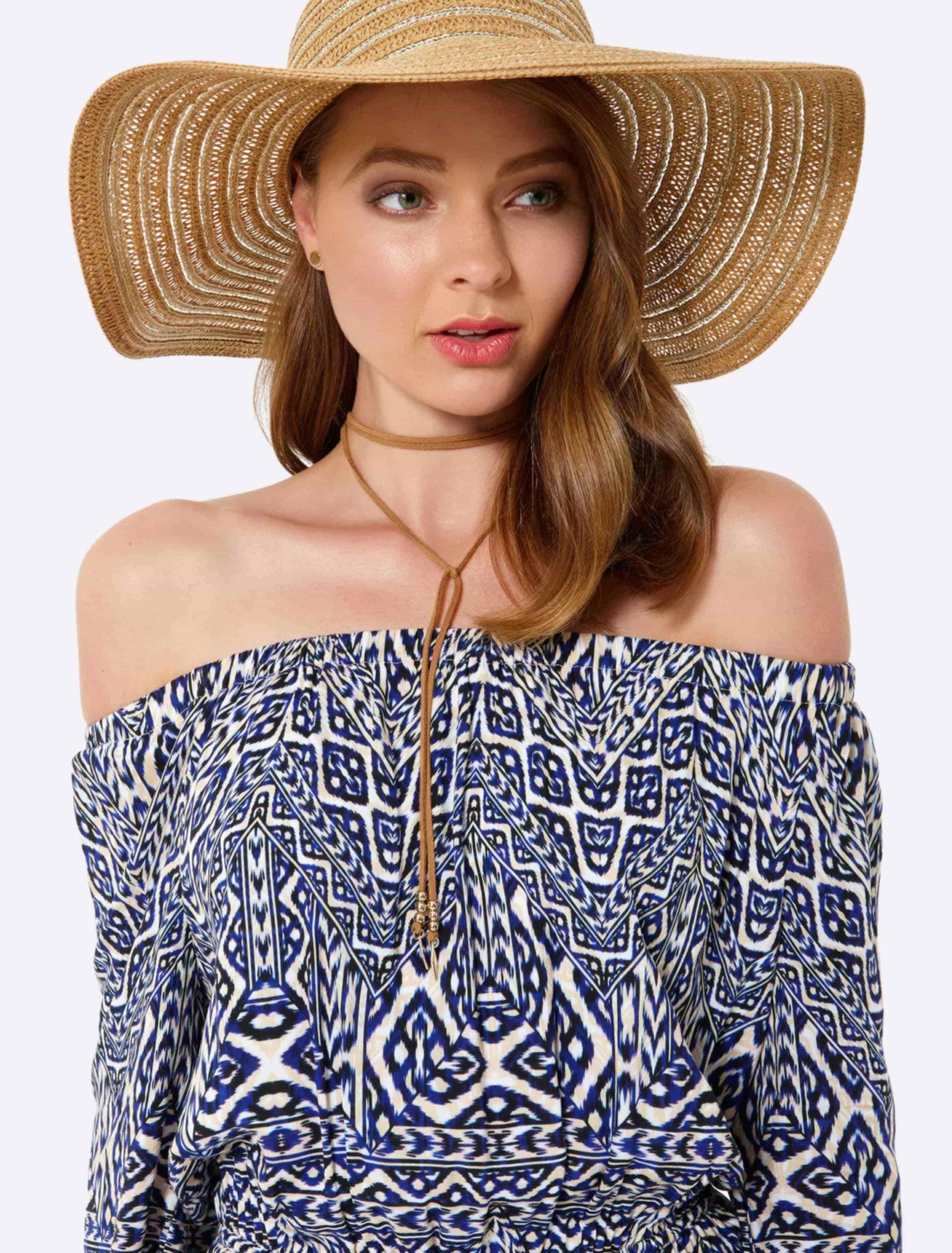 Celeste Lurex Floppy Hat Tan