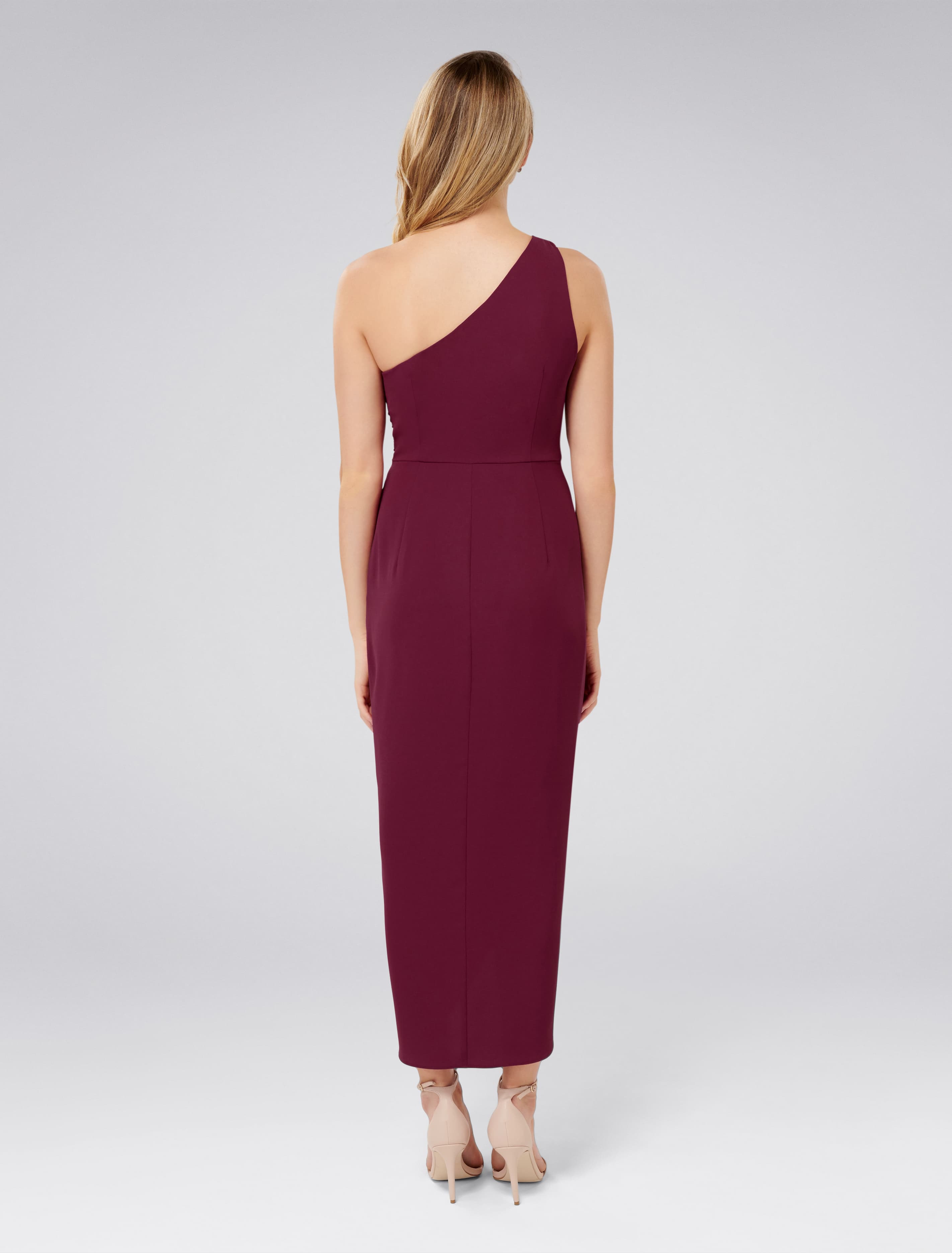 Mandy One-Shoulder Drape Maxi Red Shiraz