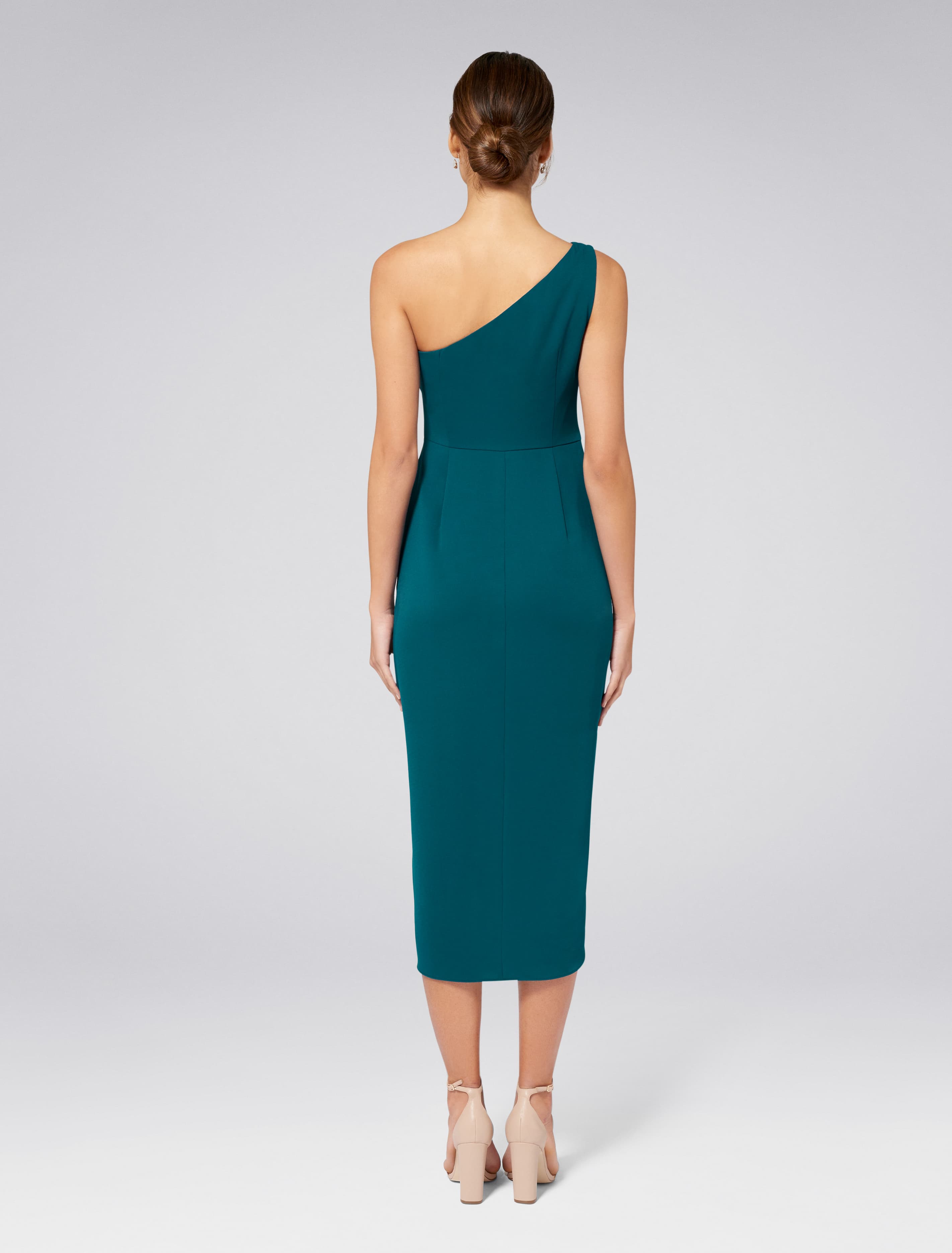 Mandy One-Shoulder Drape Maxi Dress Teal Oasis