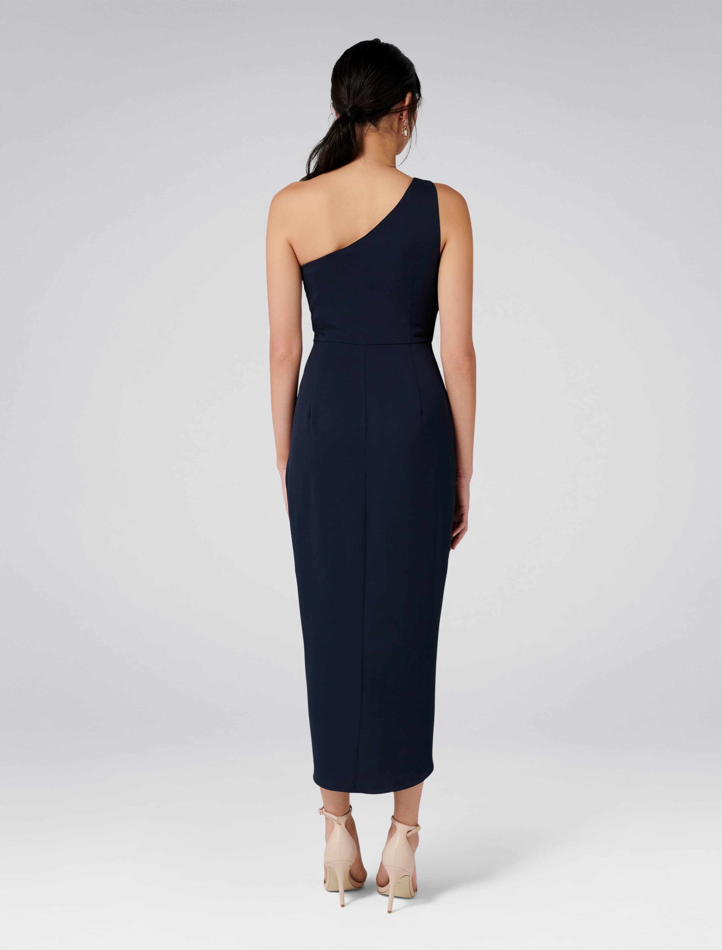 Mandy One-Shoulder Drape Maxi Dress Navy