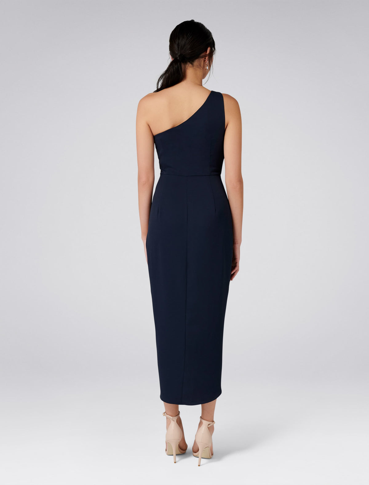 Mandy One-Shoulder Drape Maxi Dress Navy