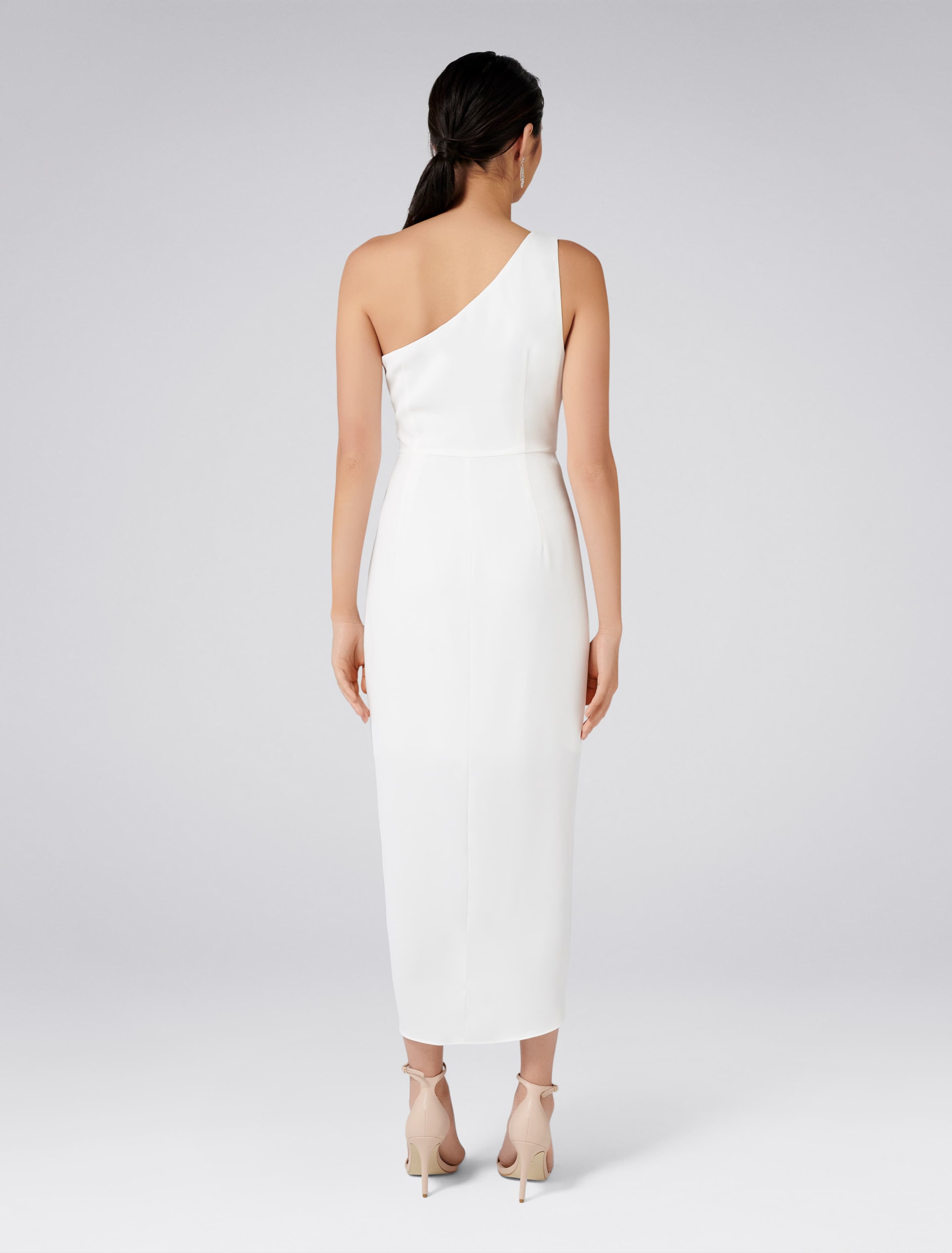 Mandy One-Shoulder Drape Maxi Dress Porcelain