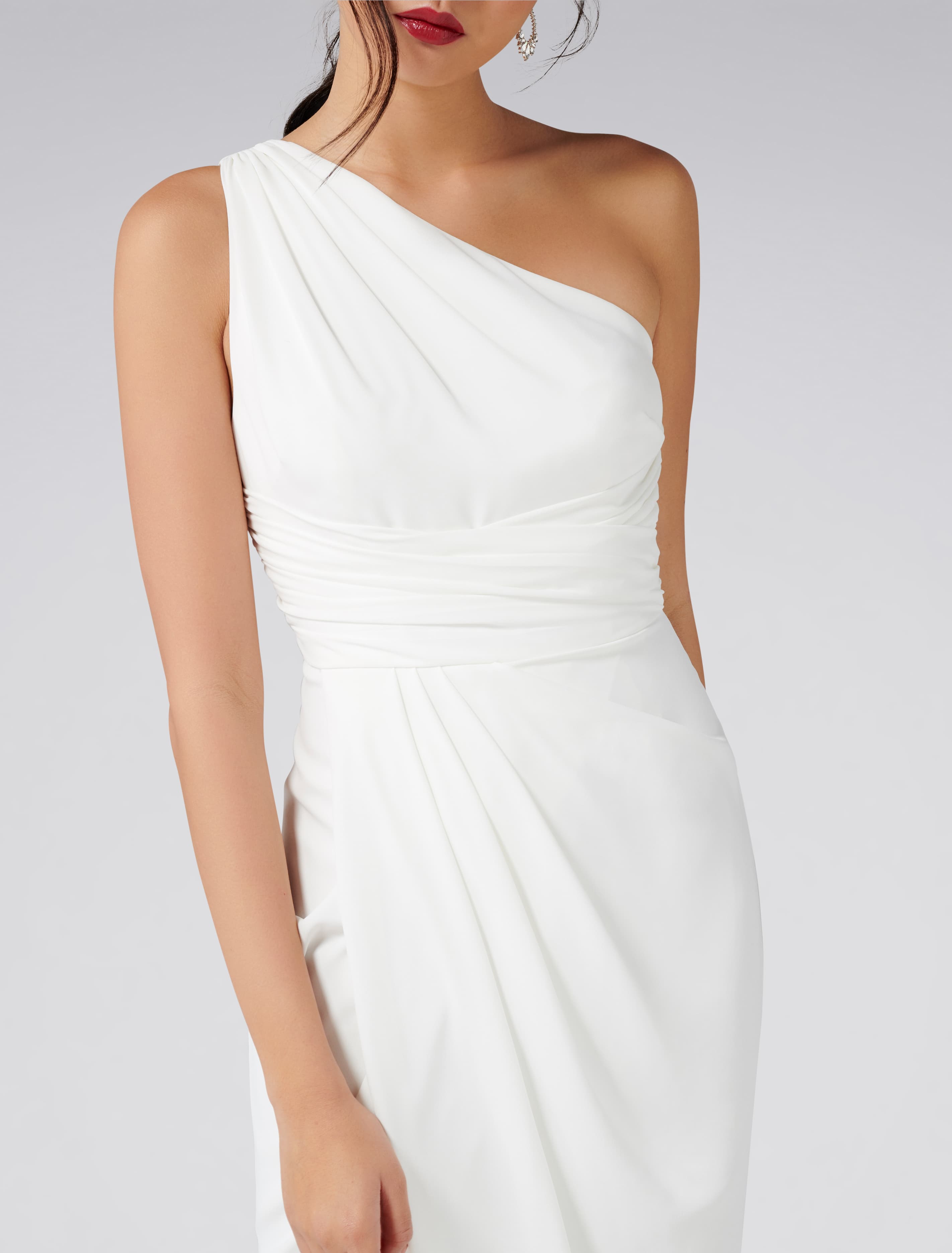 Mandy One-Shoulder Drape Maxi Dress Porcelain
