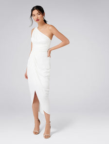 Mandy One-Shoulder Drape Maxi Dress Porcelain