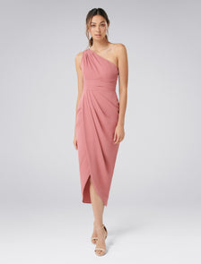 Mandy One-Shoulder Drape Maxi Dress Queen Mauve