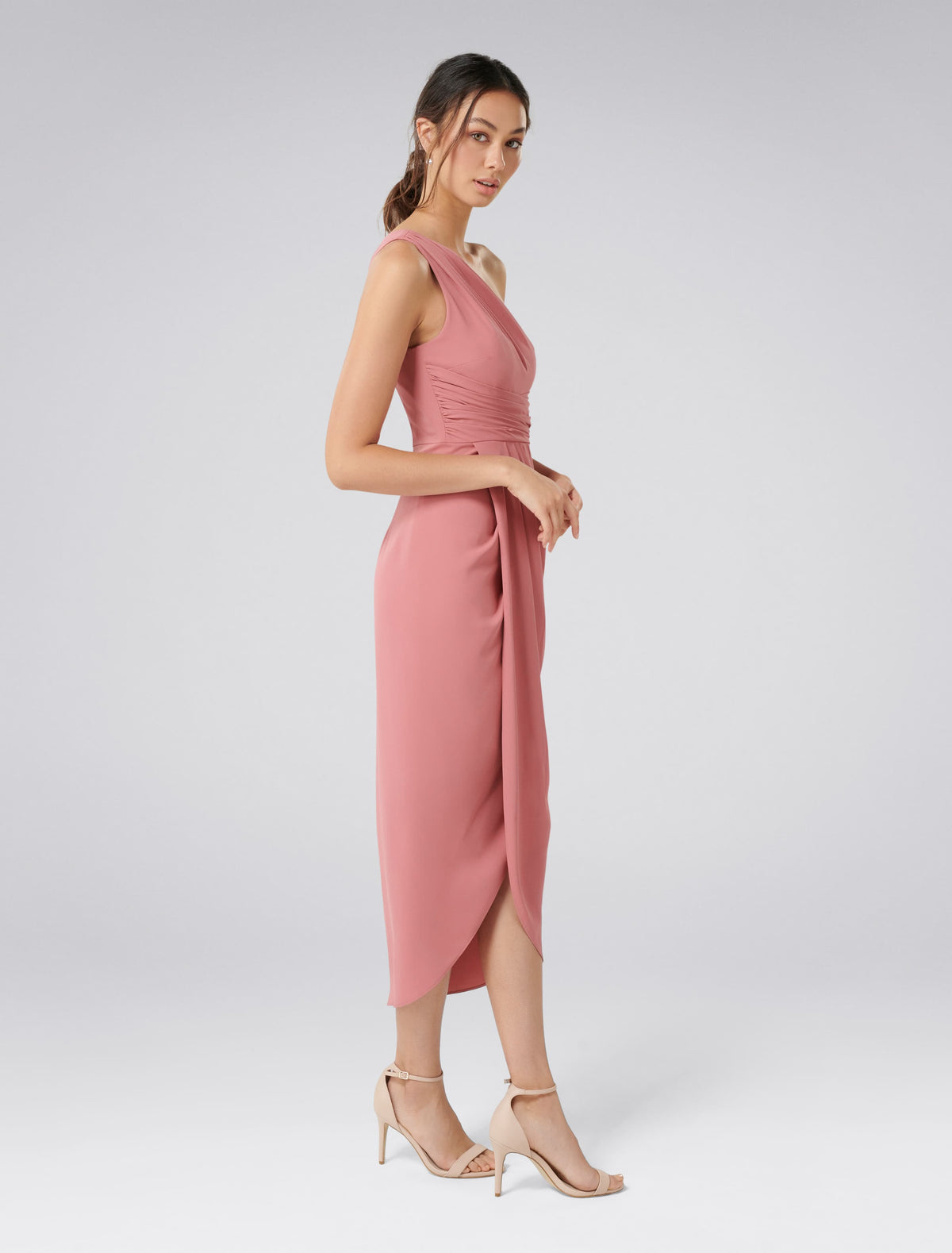 Mandy One-Shoulder Drape Maxi Dress Queen Mauve