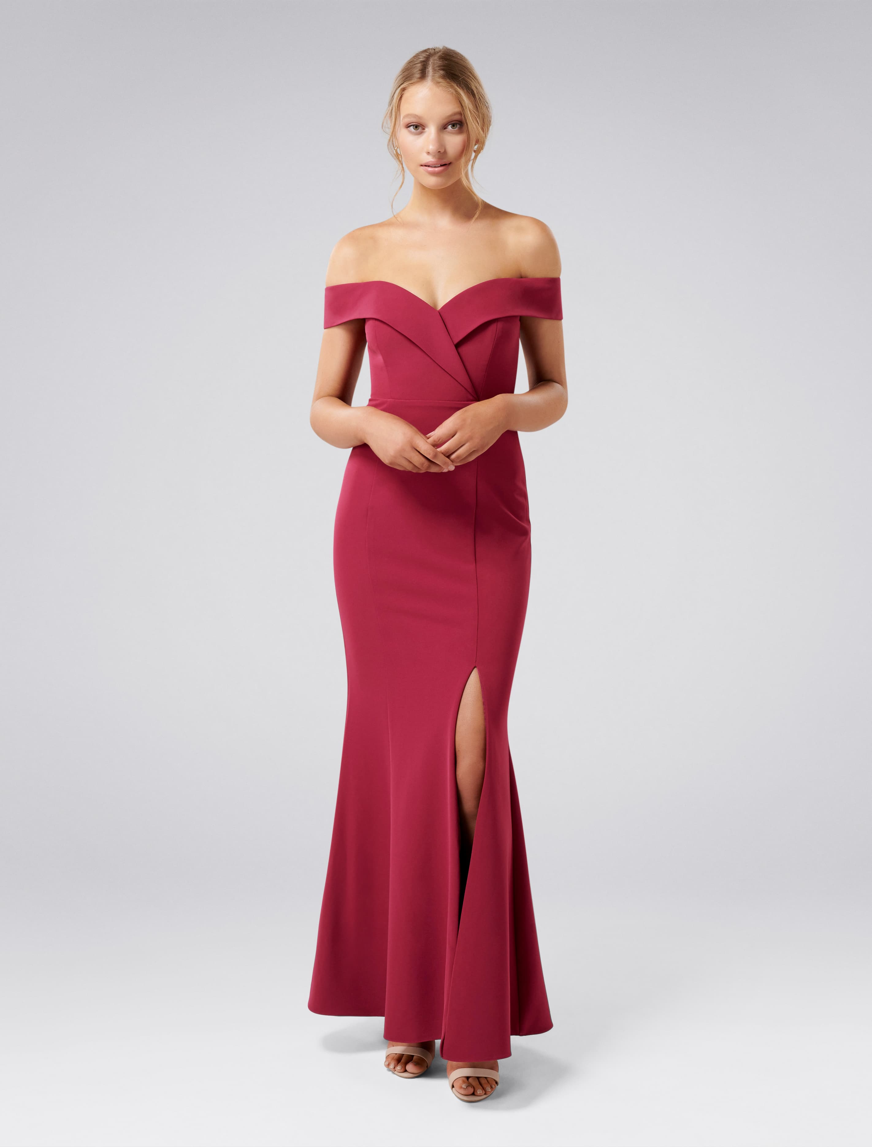 Sara Off-Shoulder Gown AU Red Plum