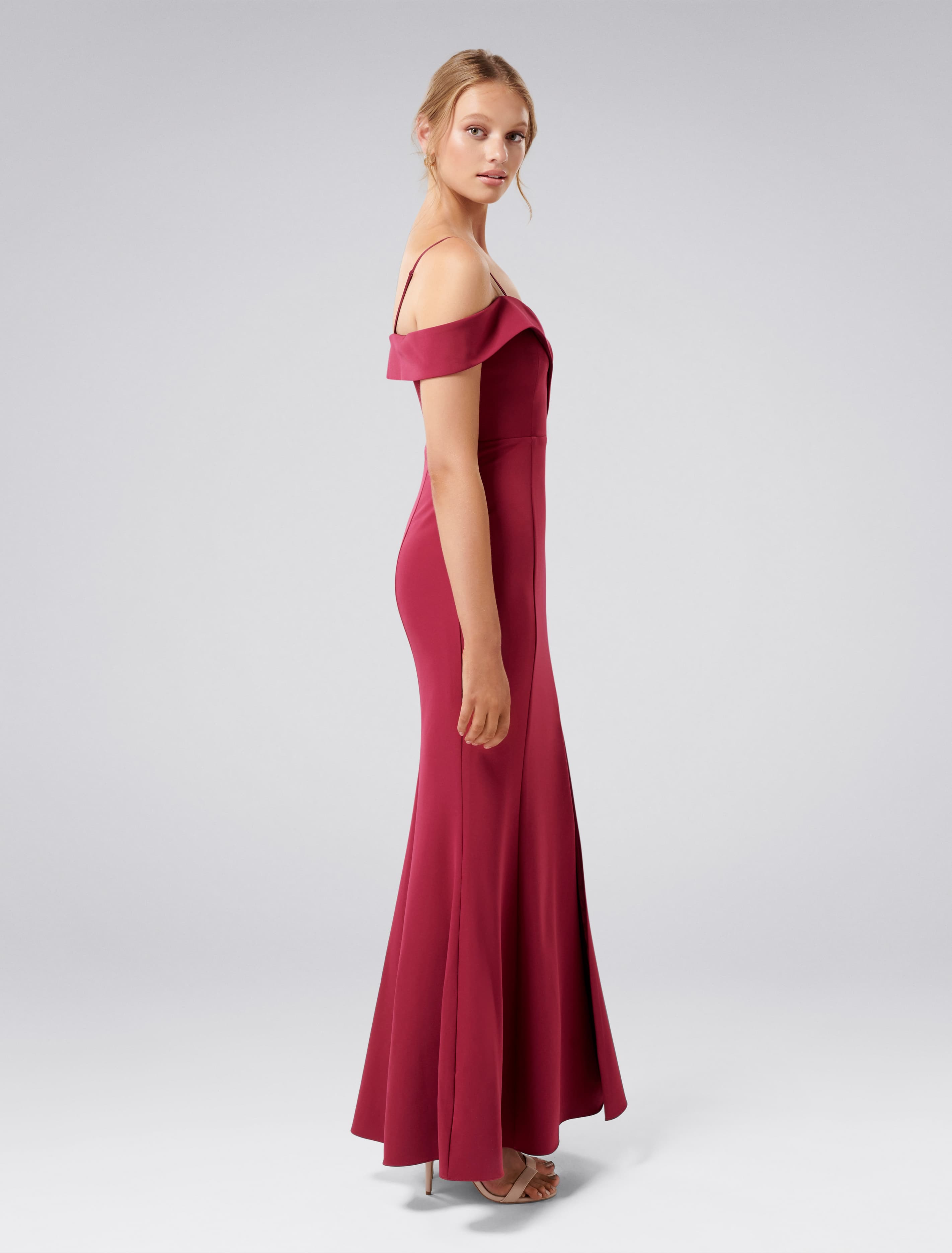 Sara Off-Shoulder Gown AU Red Plum